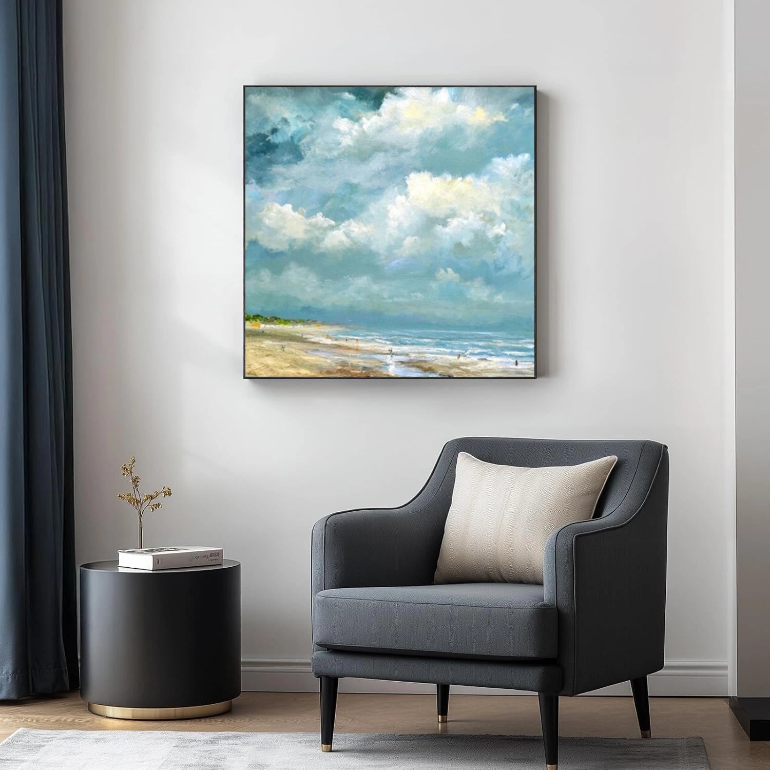 Ocean And Sky Abstract Canvas Art #OS358
