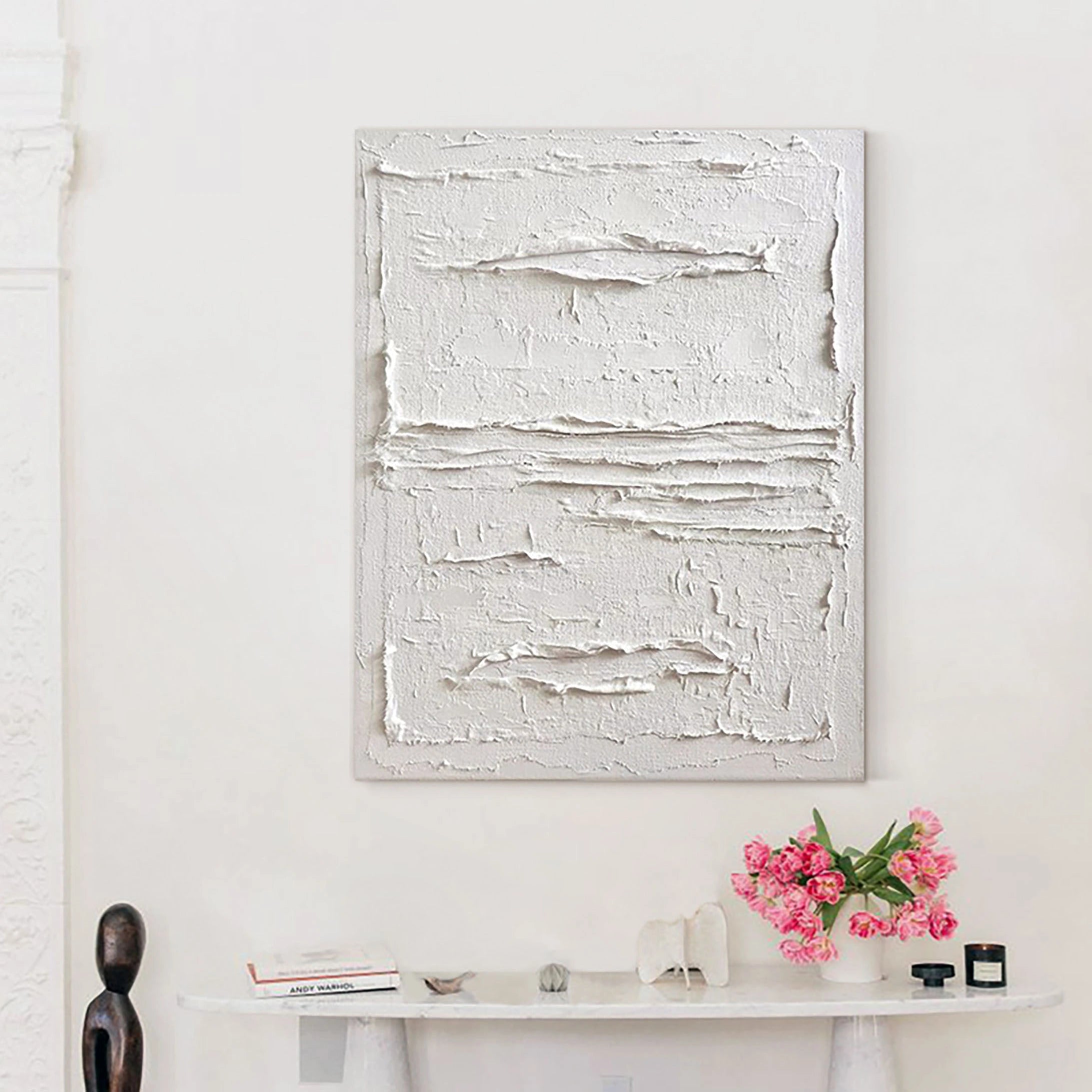 White Minimalist Textured Painting Canvas #MM024