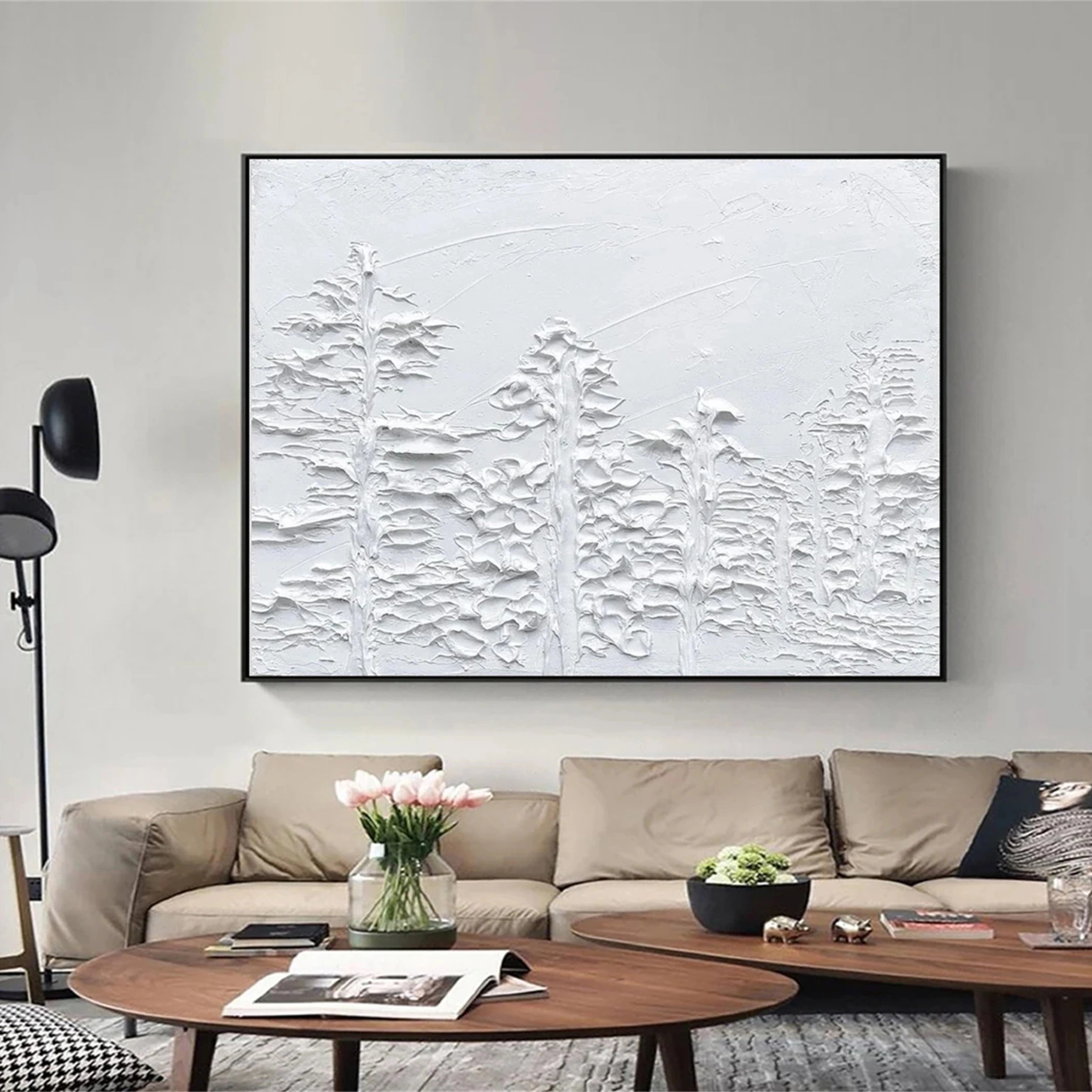 White Minimalist Textured Painting Canvas #MM121