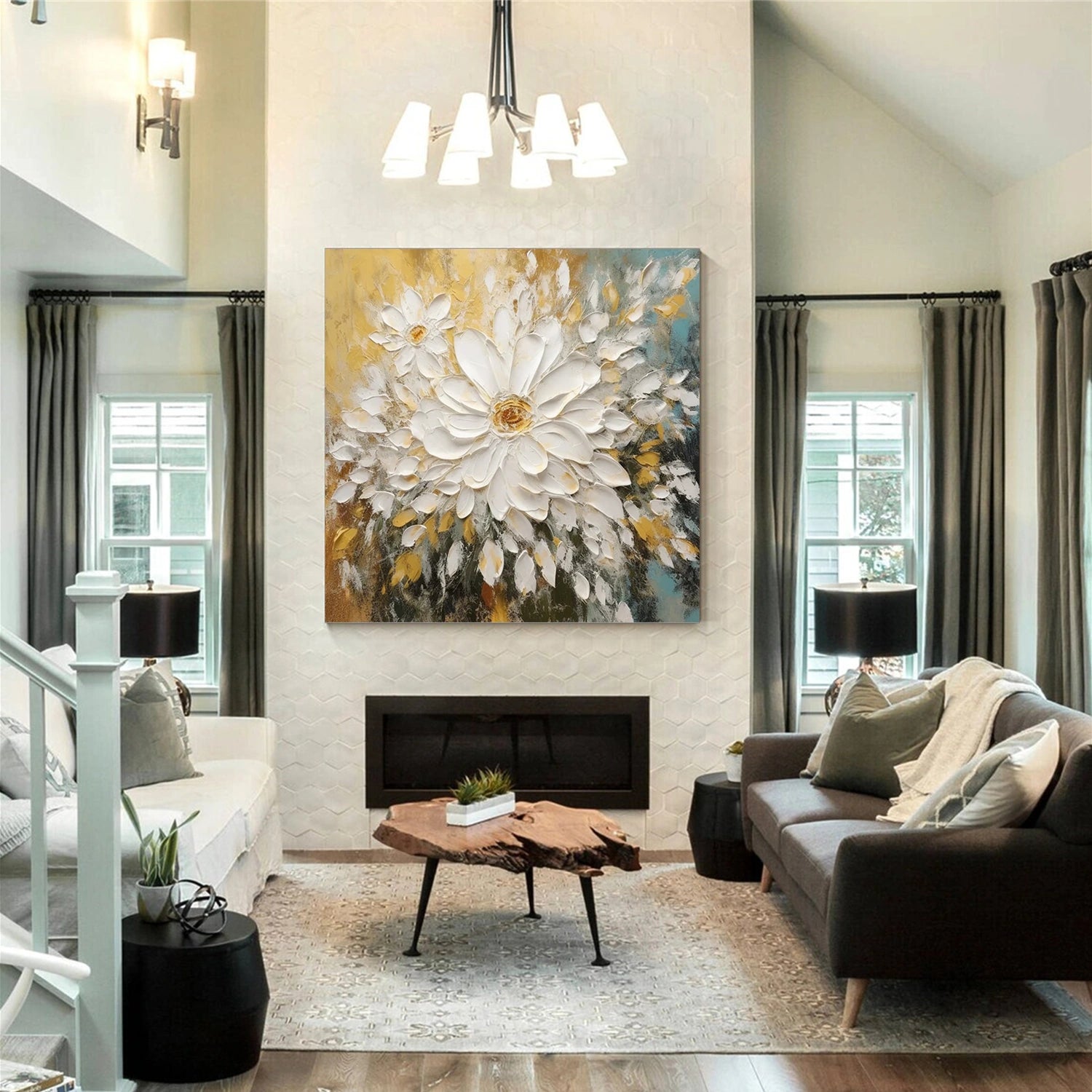Flower And Tree Abstract Texture Canvas Art #FT 223