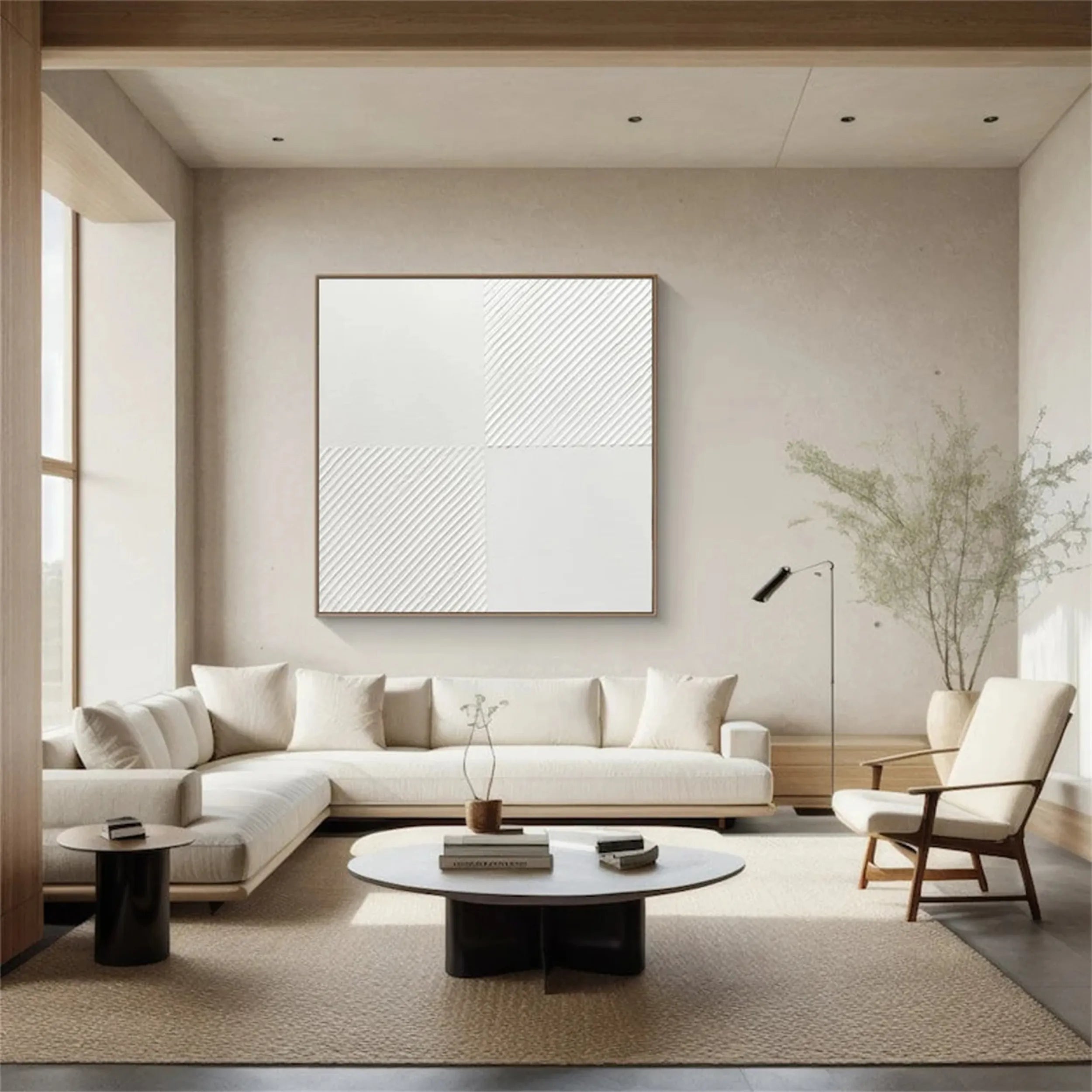White Minimalist Textured Painting Canvas #MM202