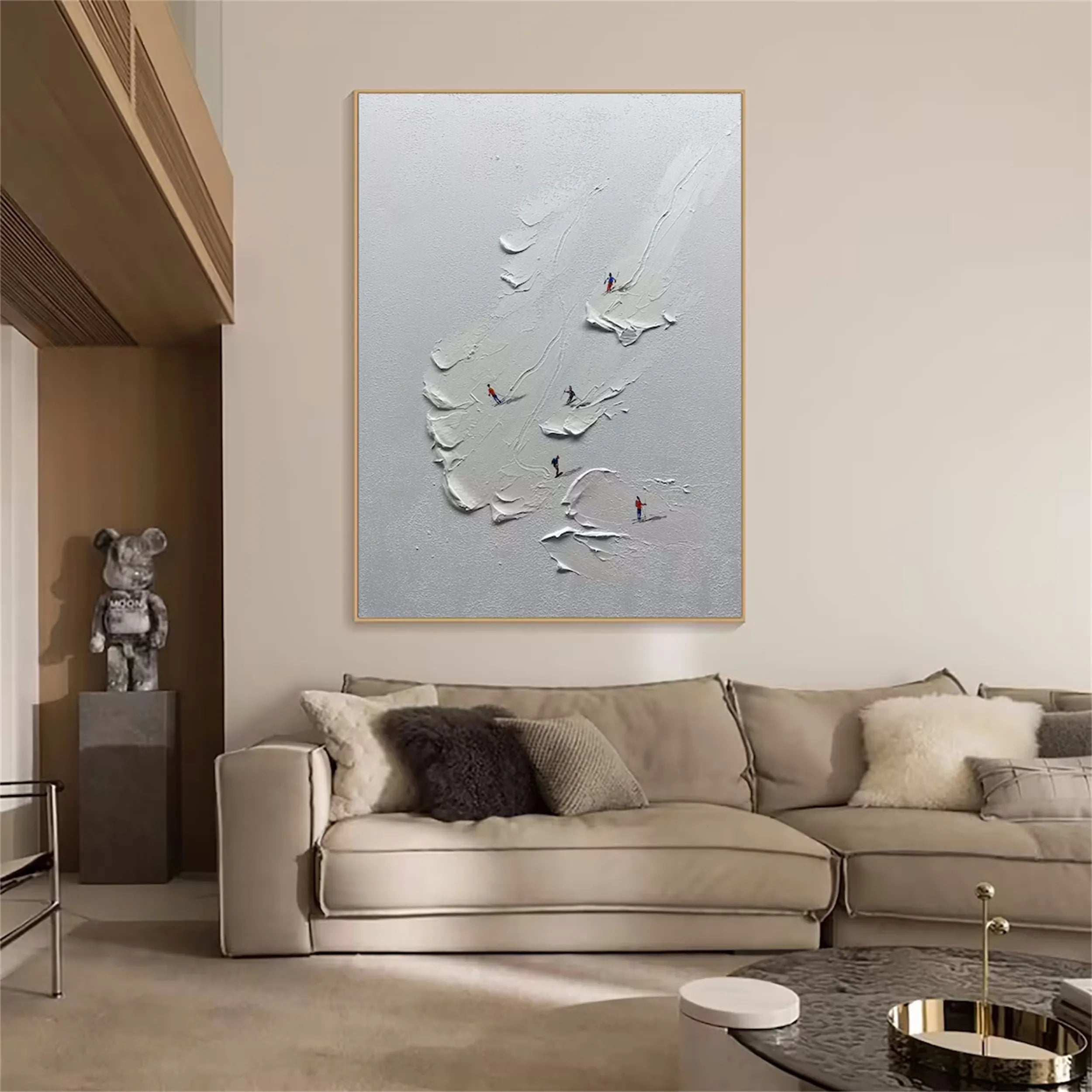 Skiing Sport Art Textured Painting Canvas #MM221