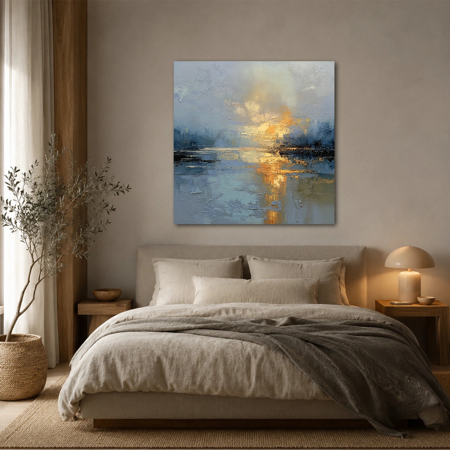 Ocean And Sky Abstract Canvas Art #OS438
