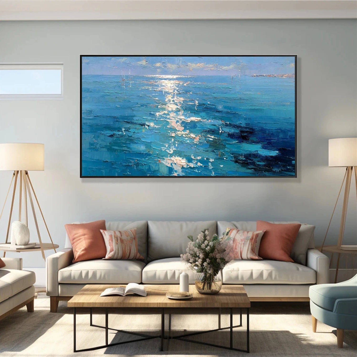 Ocean And Sky Abstract Texture Canvas Art #OS383
