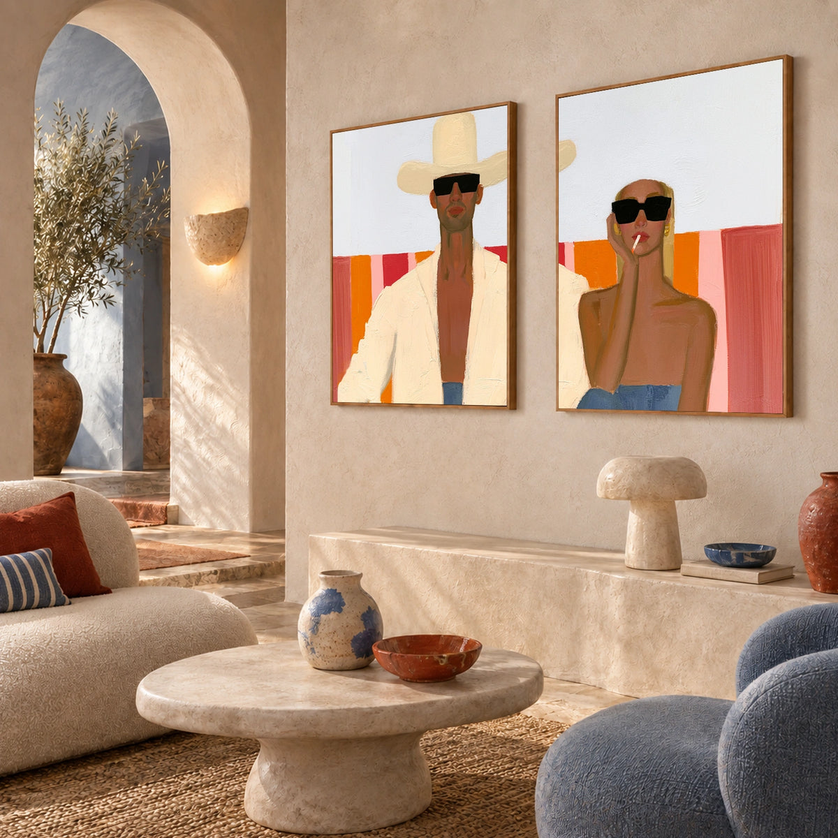 Abstract Portrait Wall Art Square Set of 2 #PT101