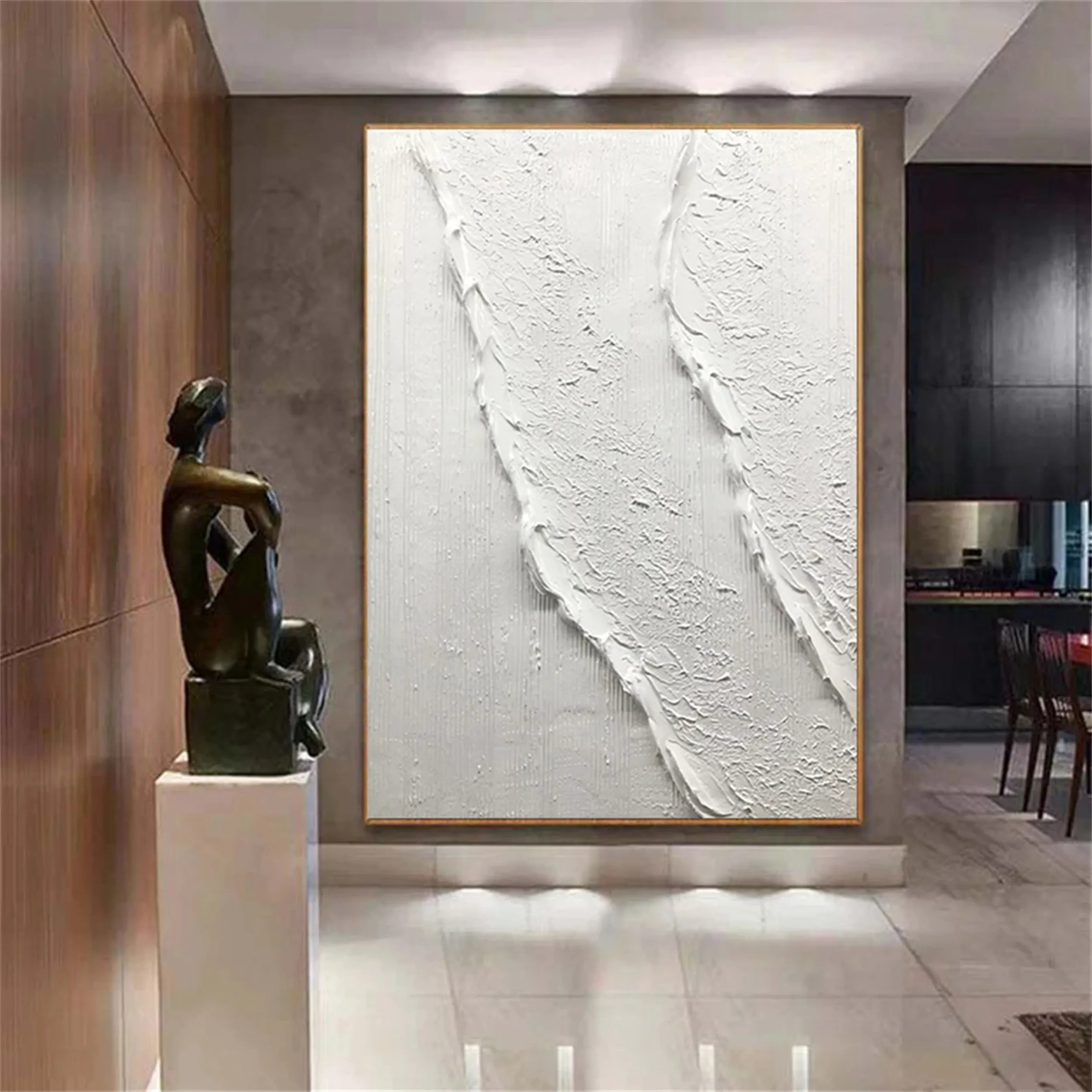 White Minimalist Textured Painting Canvas #MM179