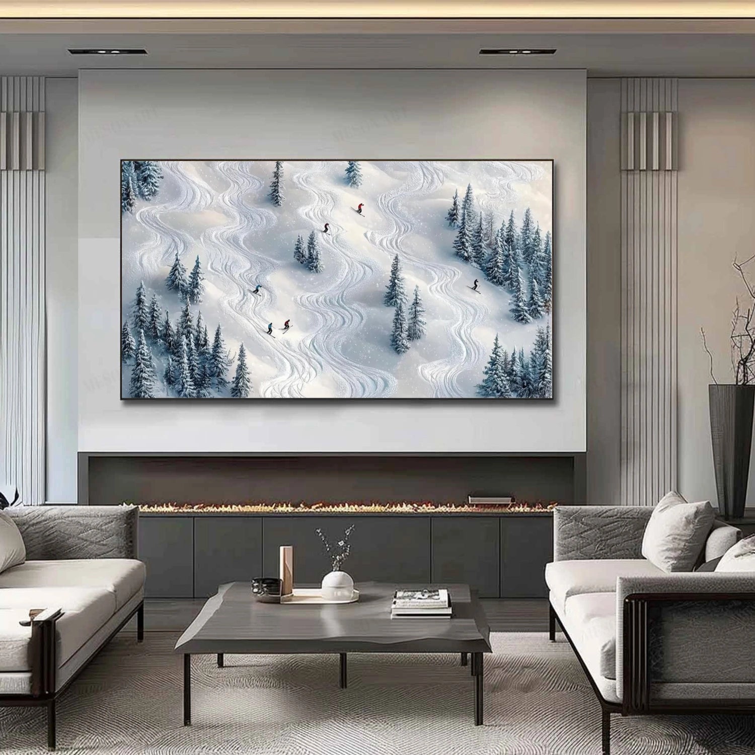 Skiing Sport Art Textured Painting Canvas # SA058
