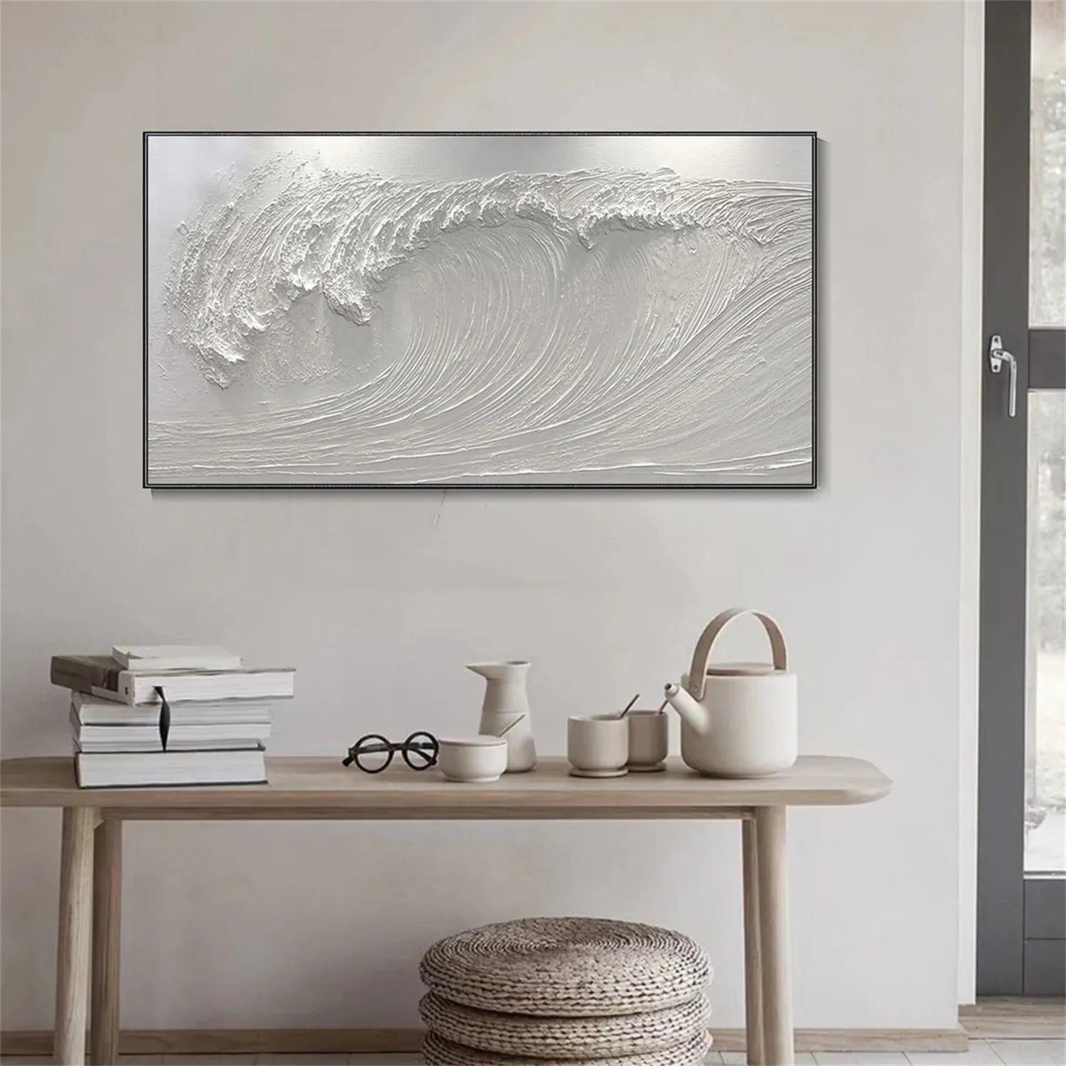 White Minimalist Textured Painting Canvas #MM270