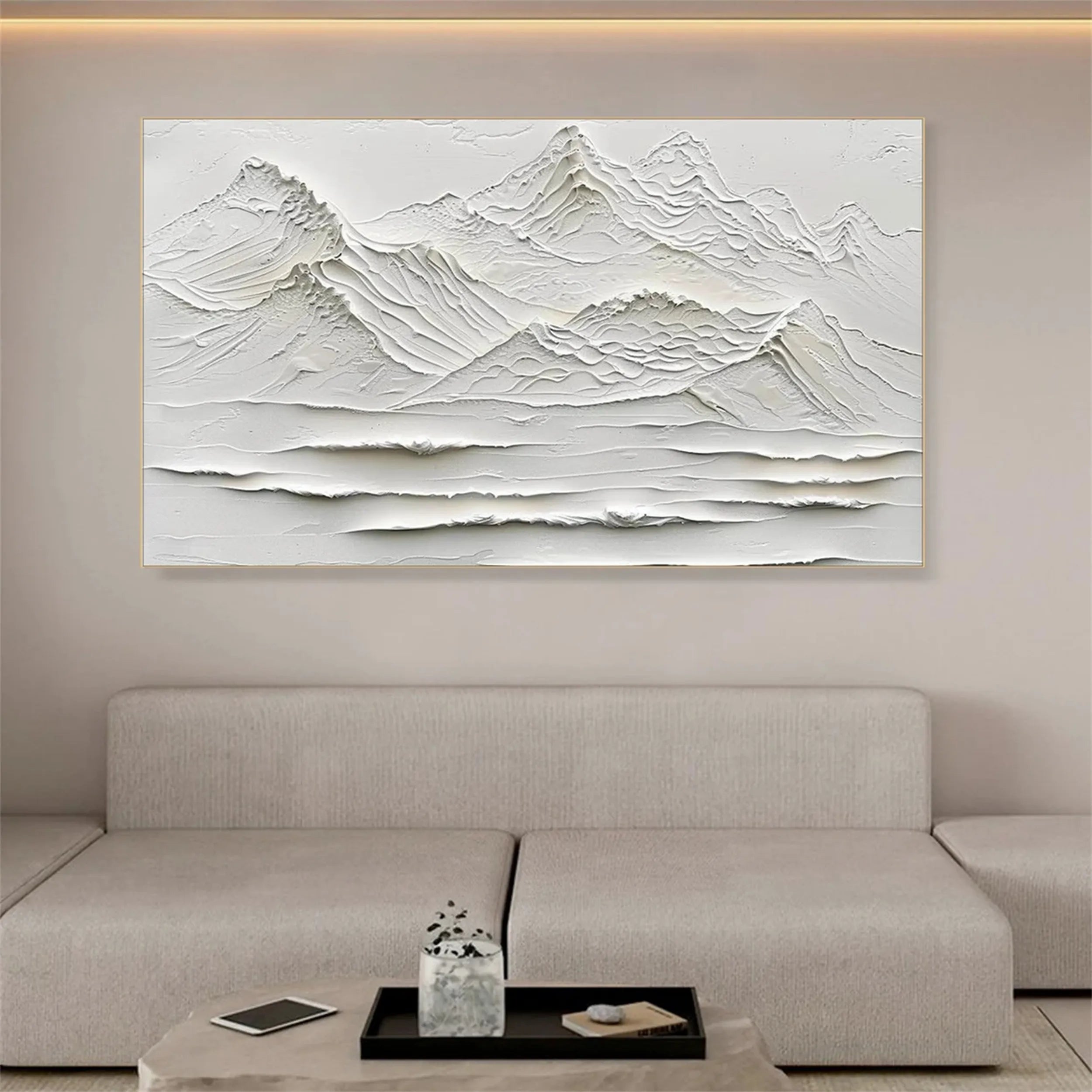 White Minimalist Textured Painting Canvas #MM247
