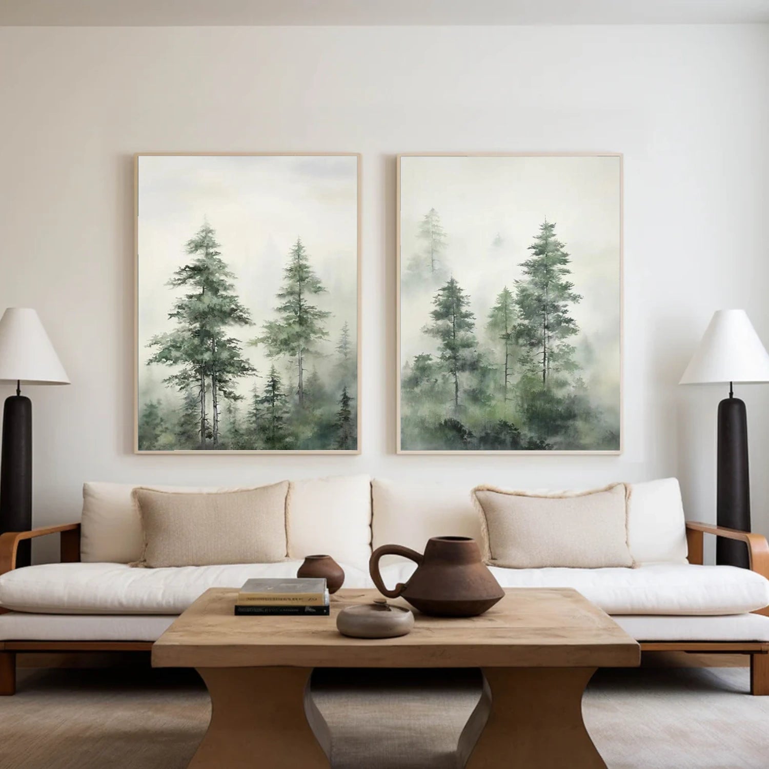 Flower & Tree Abstract Canvas Art Set of 2 #FT 304