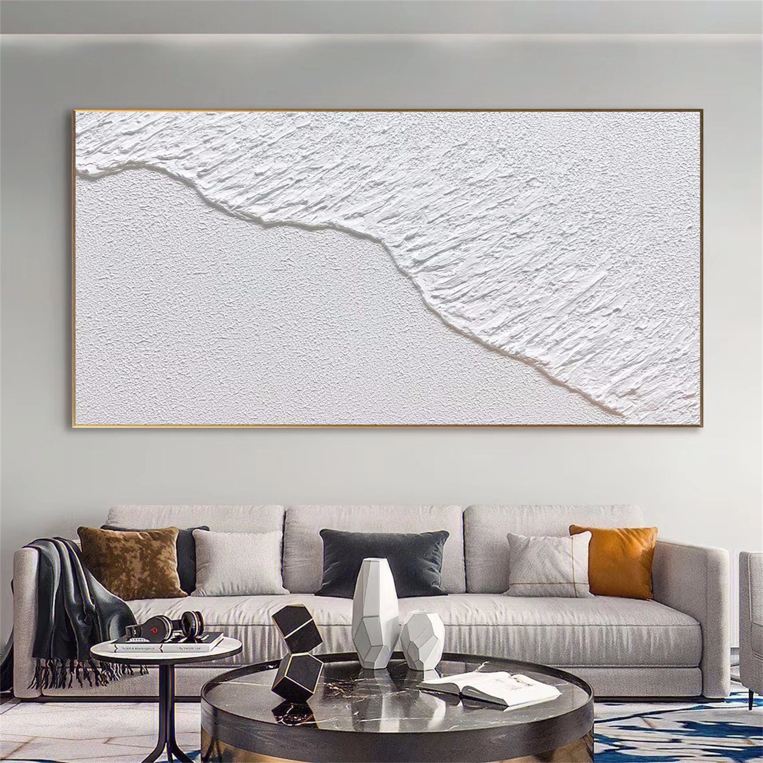 White Minimalist Textured Painting Canvas #MM122