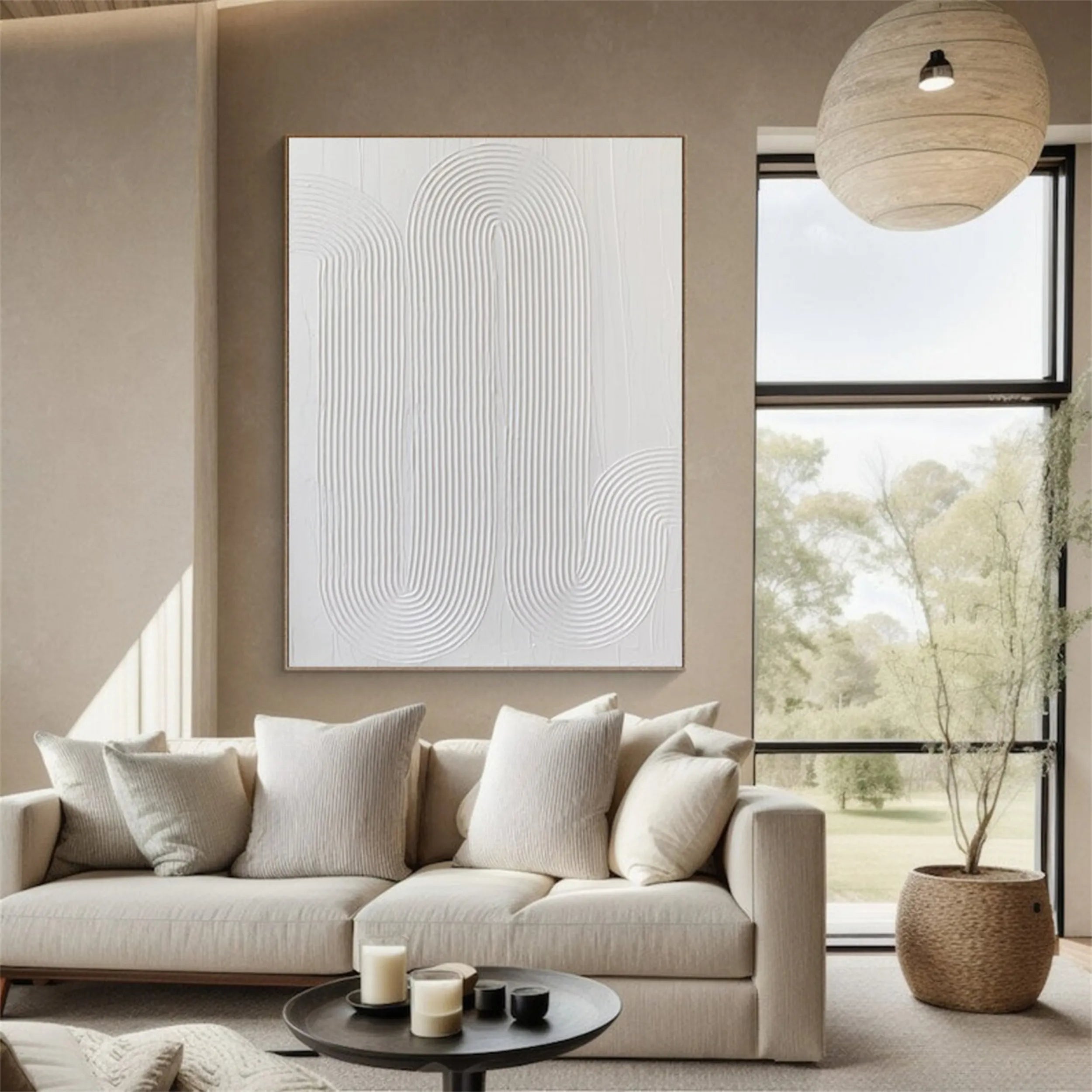 White Minimalist Textured Painting Canvas #MM207