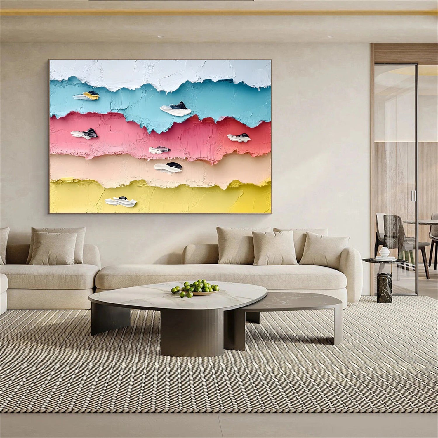 Colorful Swimming Sport Texture Canvas Painting #SA029