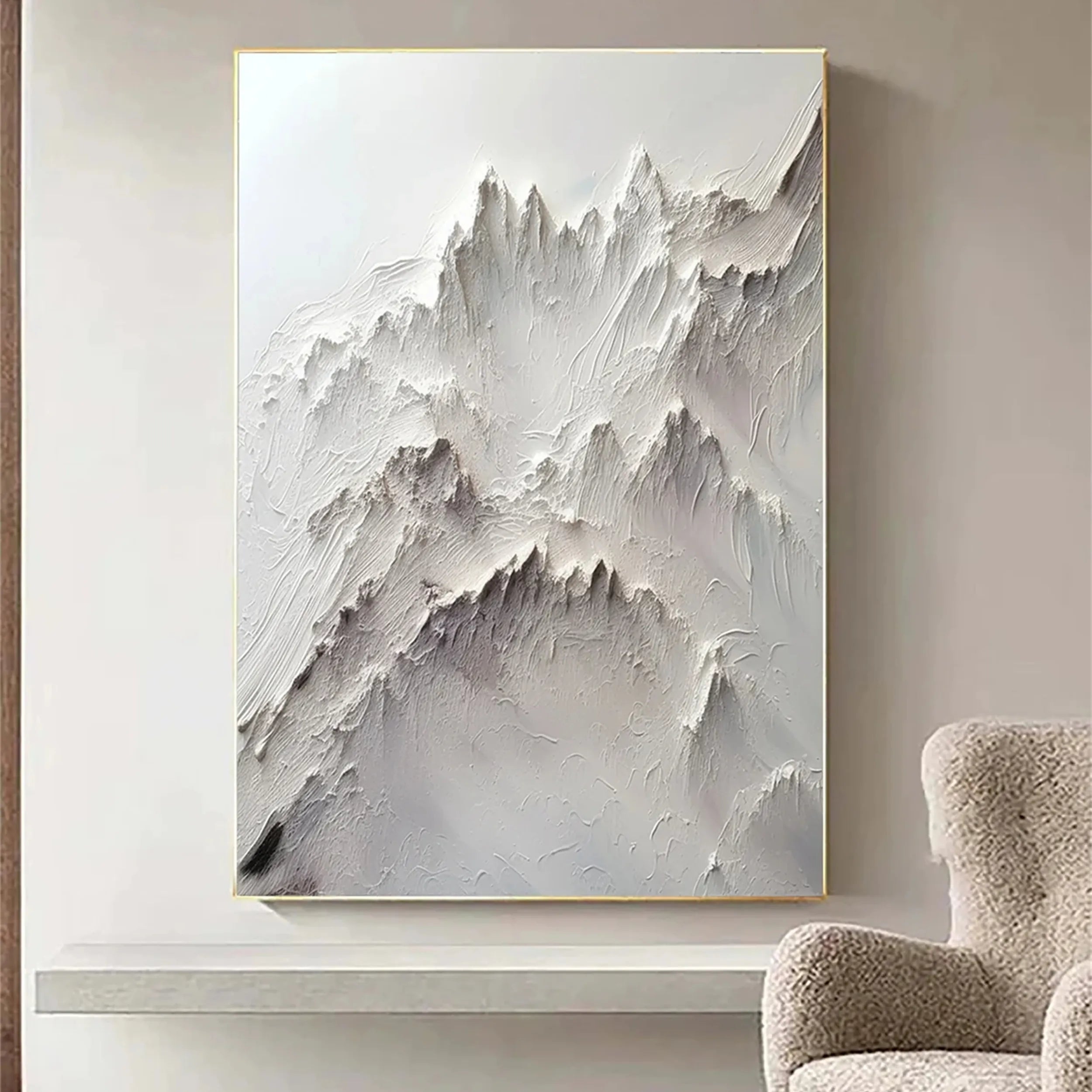White Minimalist Textured Painting Canvas MM238