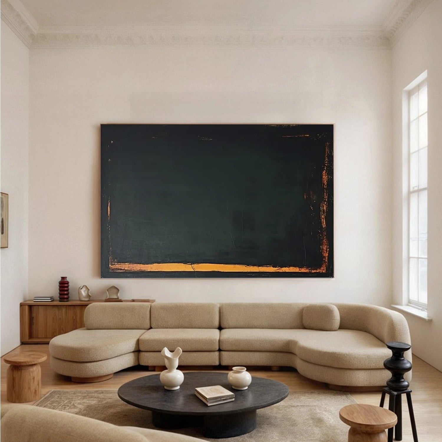 Black & Gold Minimalist Texture Canvas Art #MM401