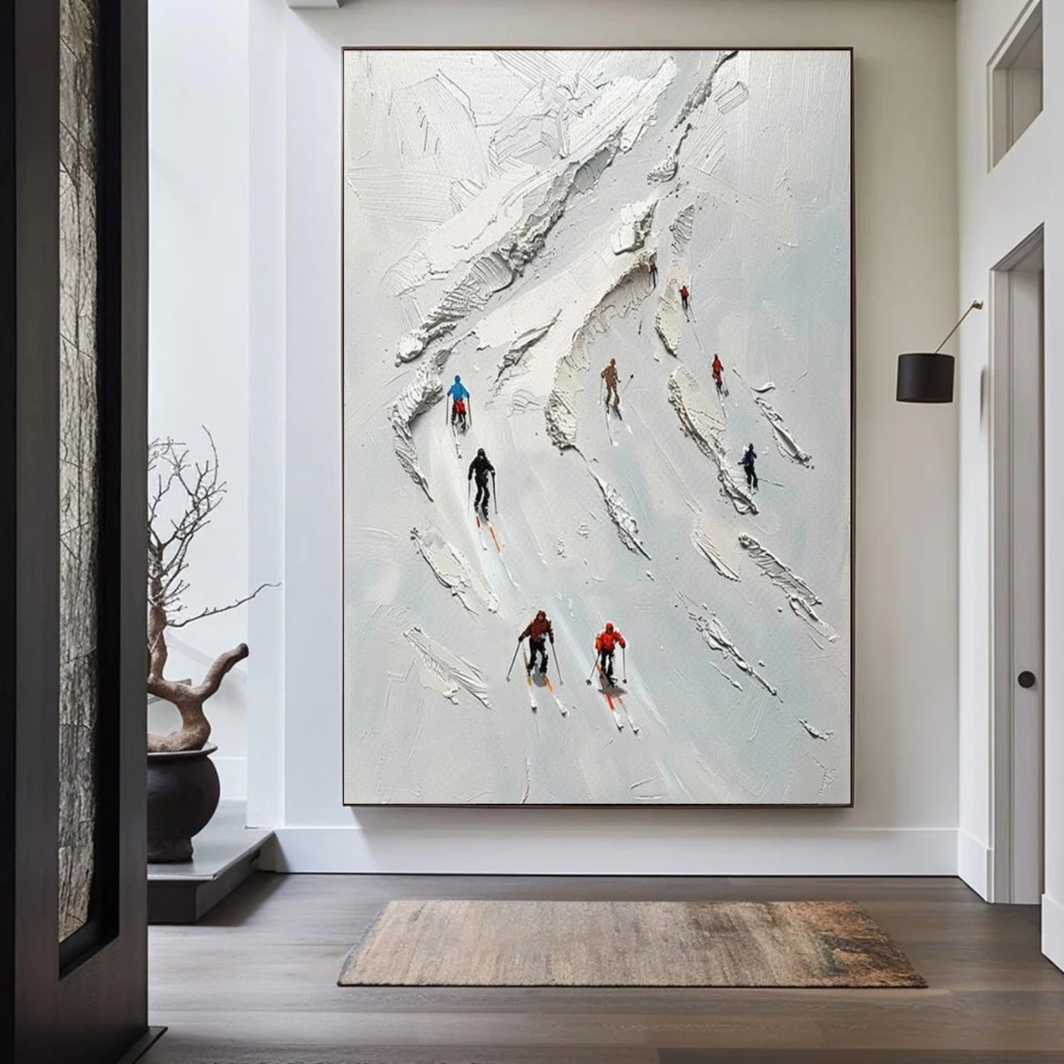 Skiing Sport Art Textured Painting Canvas # SA050