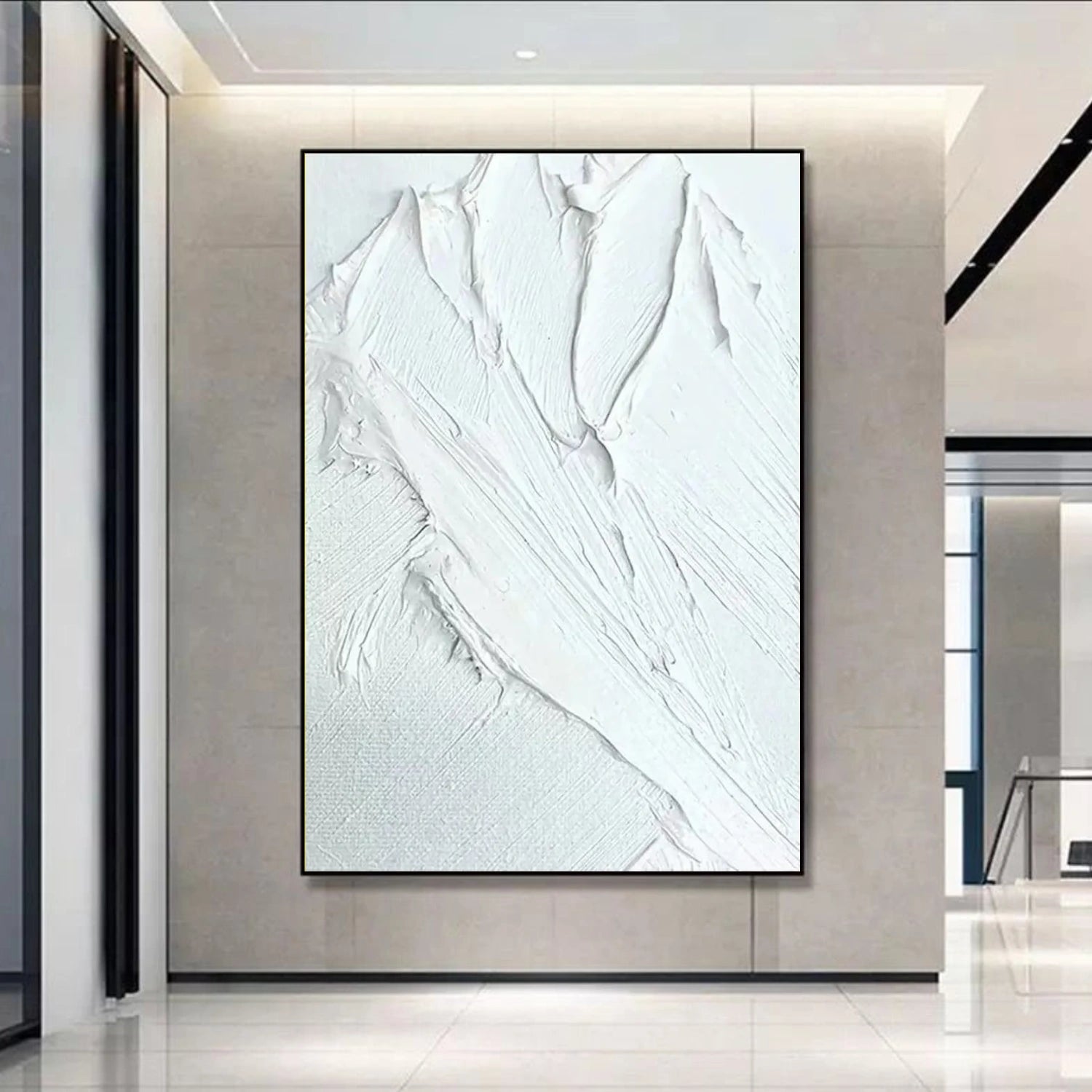 White Minimalist Textured Wall Art #MM324