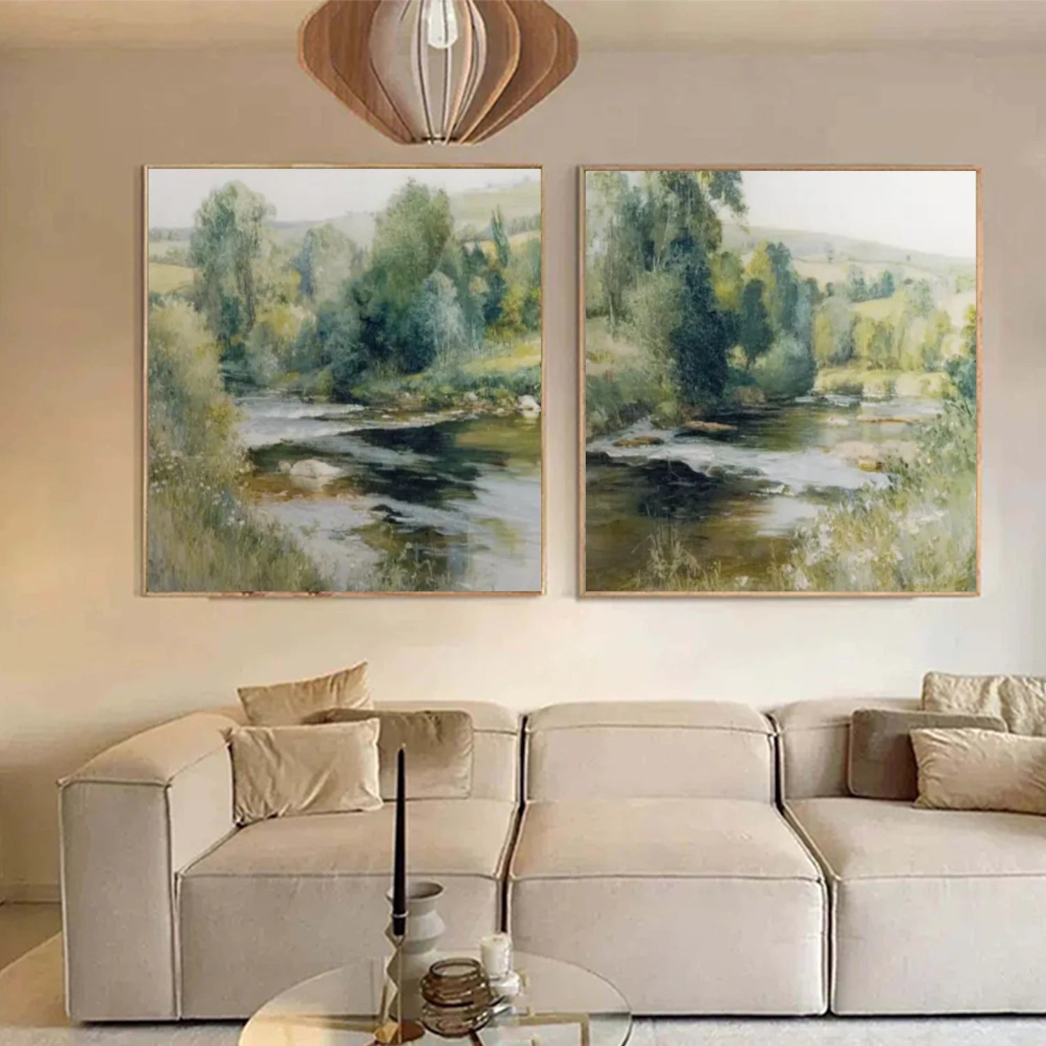 Abstract Urban Square Set of 2 Landscape Painting #UL 046