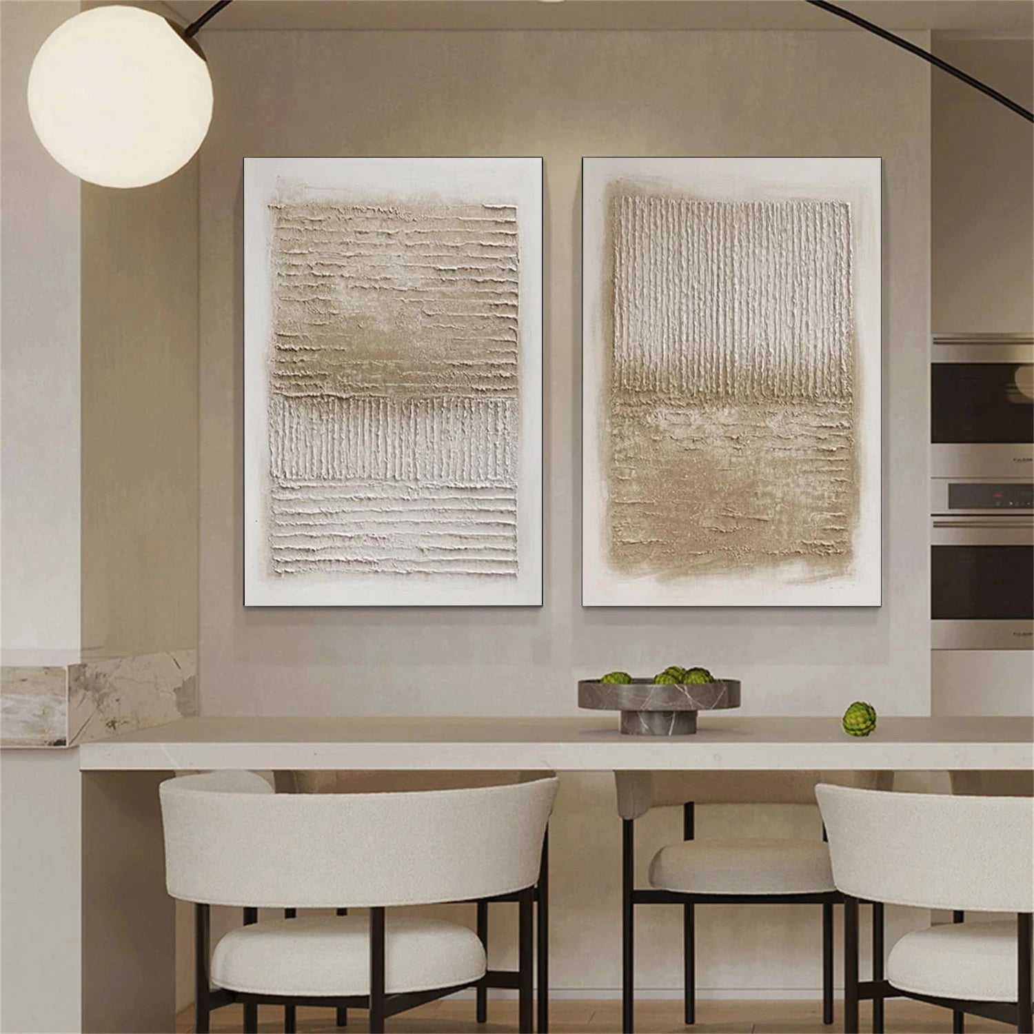 Beige & Brown Abstract Texture Set of 2 #BB191