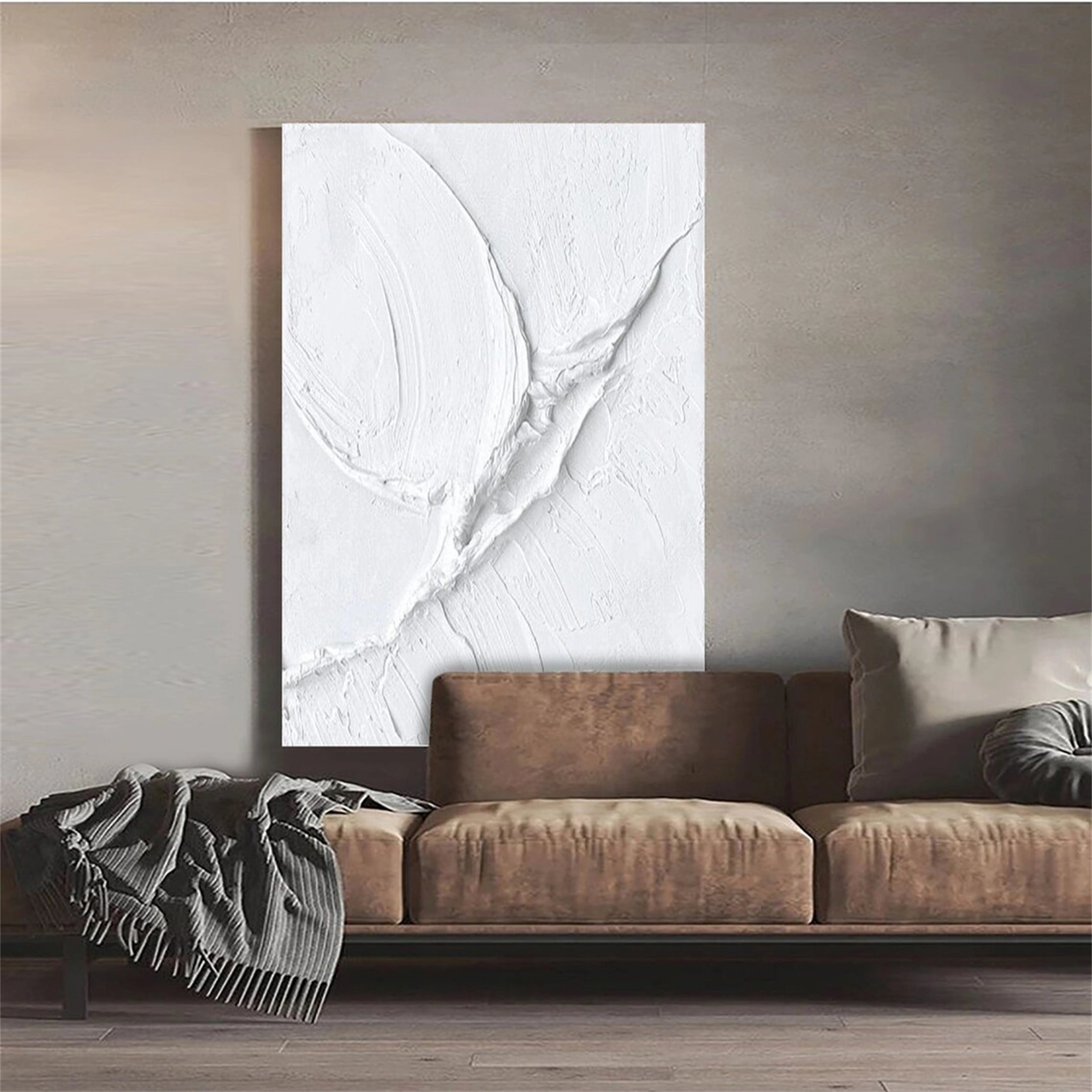 White Minimalist Textured Painting Canvas #MM161