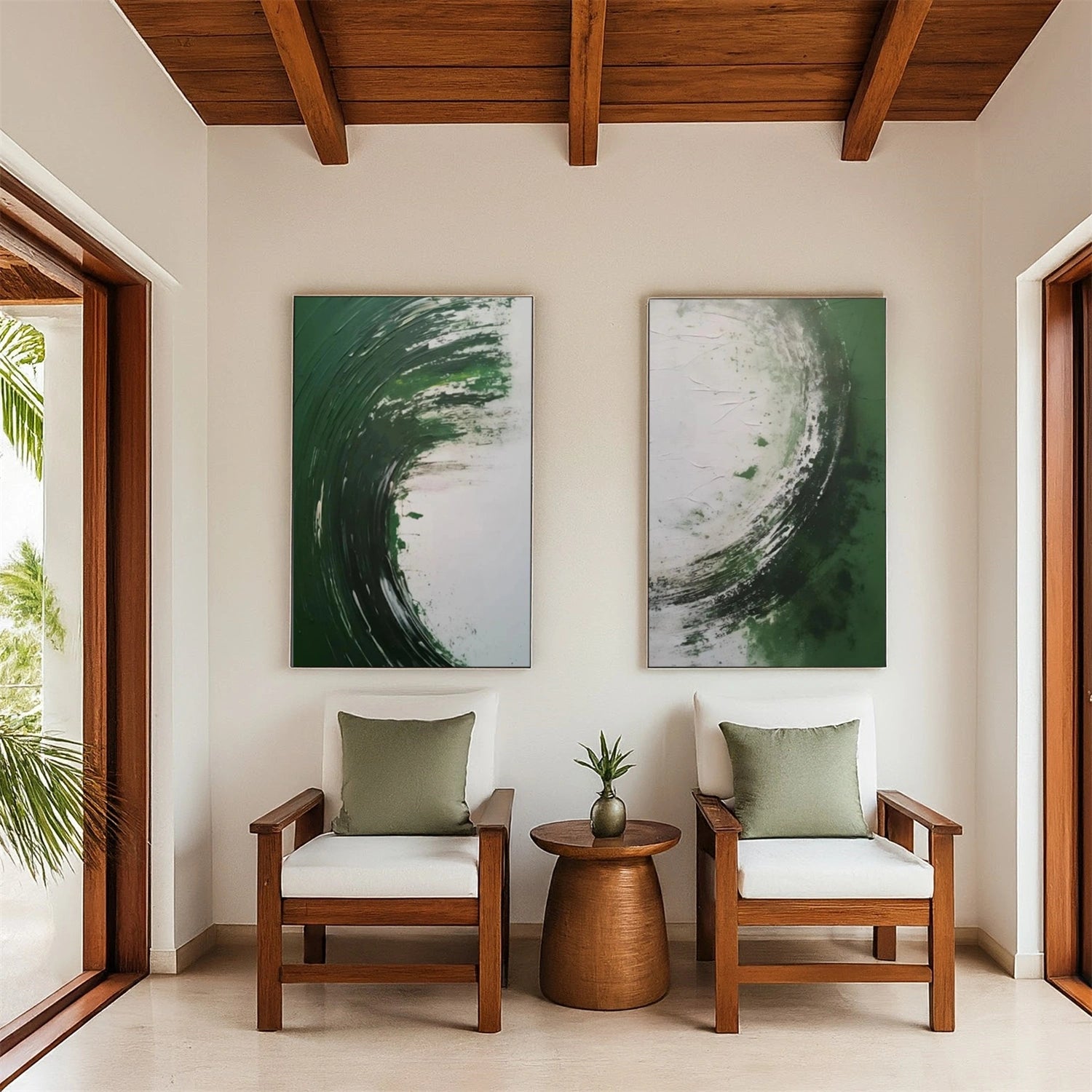 Green Abstract Wall Art Set of 2 # AB644