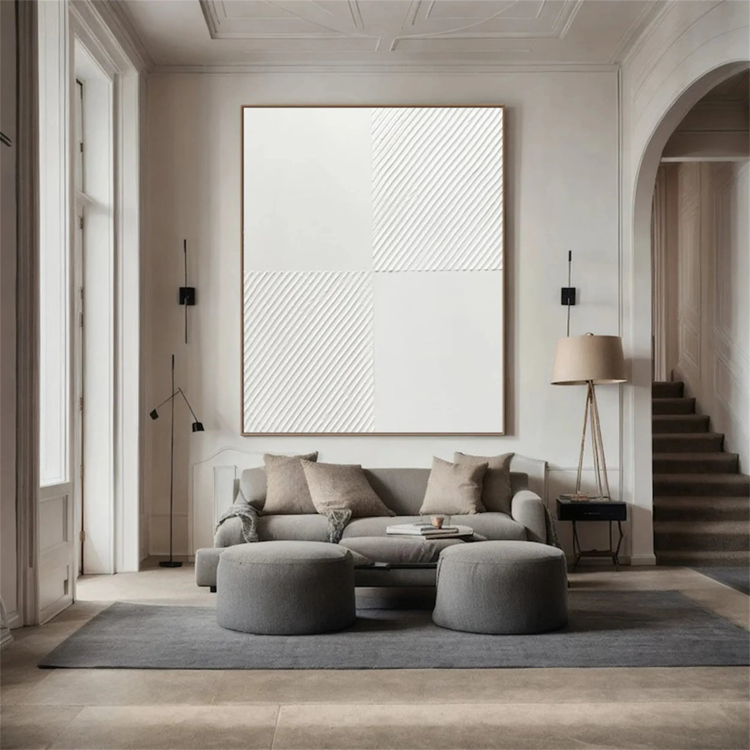 White Minimalist Textured Painting Canvas #MM201