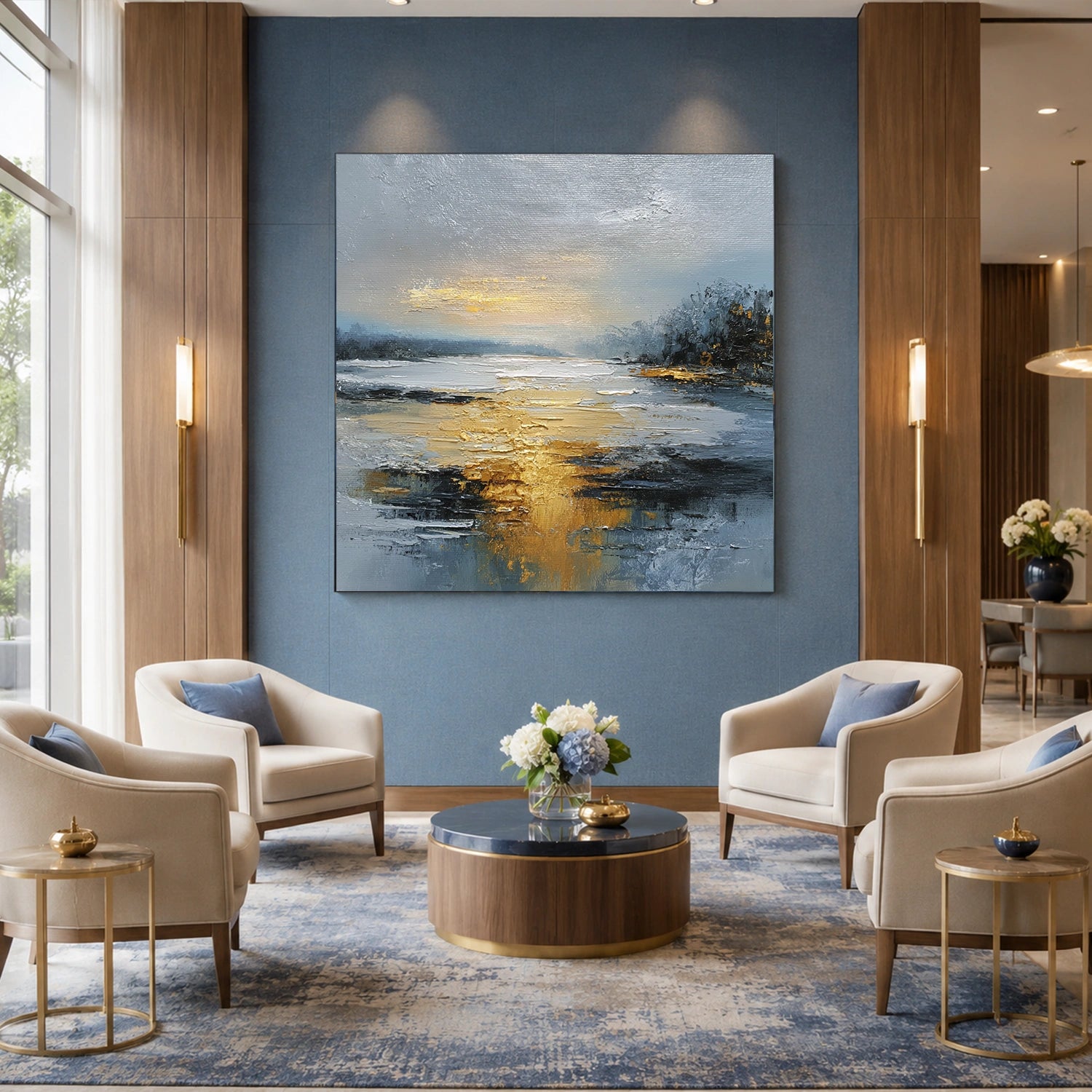 Ocean And Sky Abstract Canvas Art #OS430