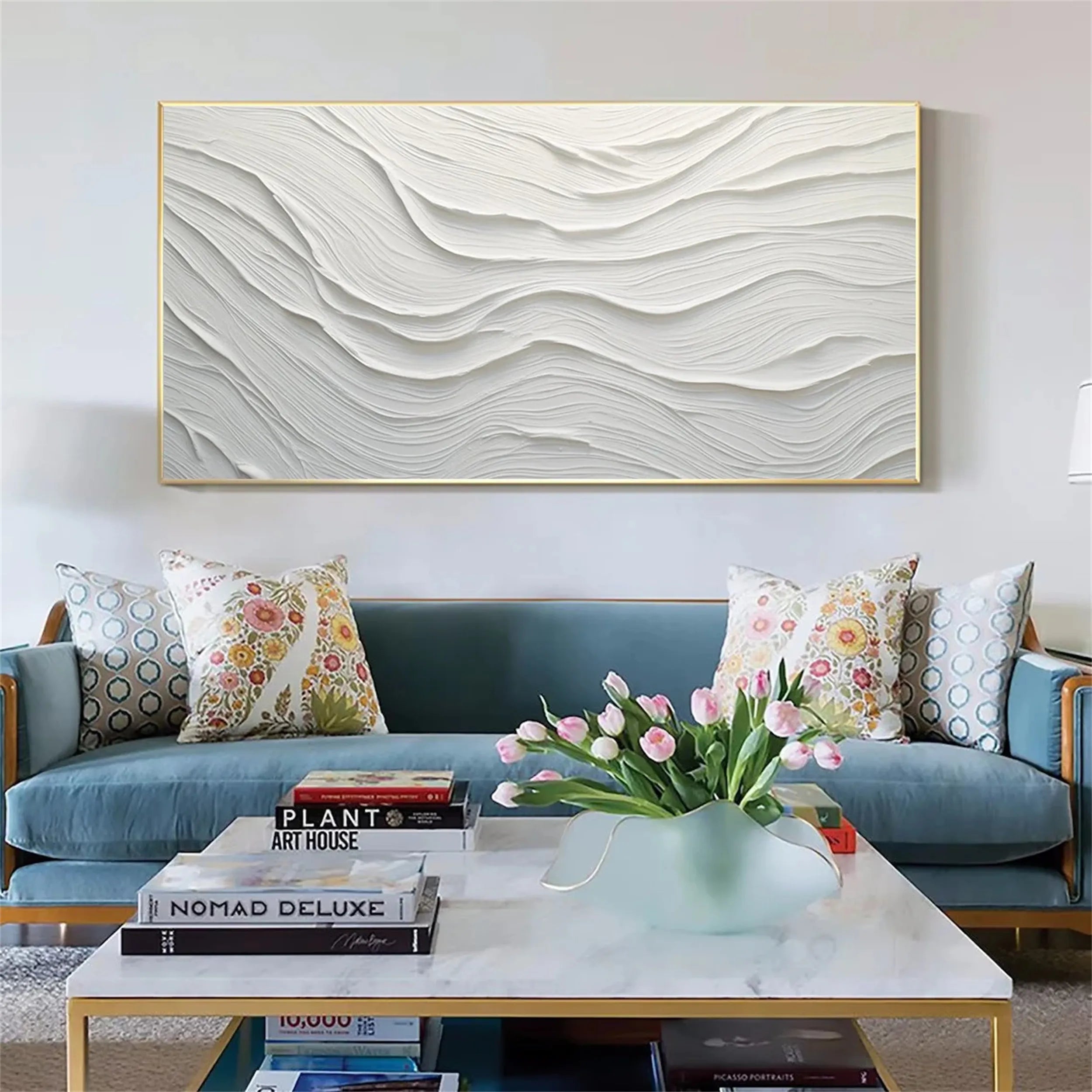 White Minimalist Textured Painting Canvas #MM180