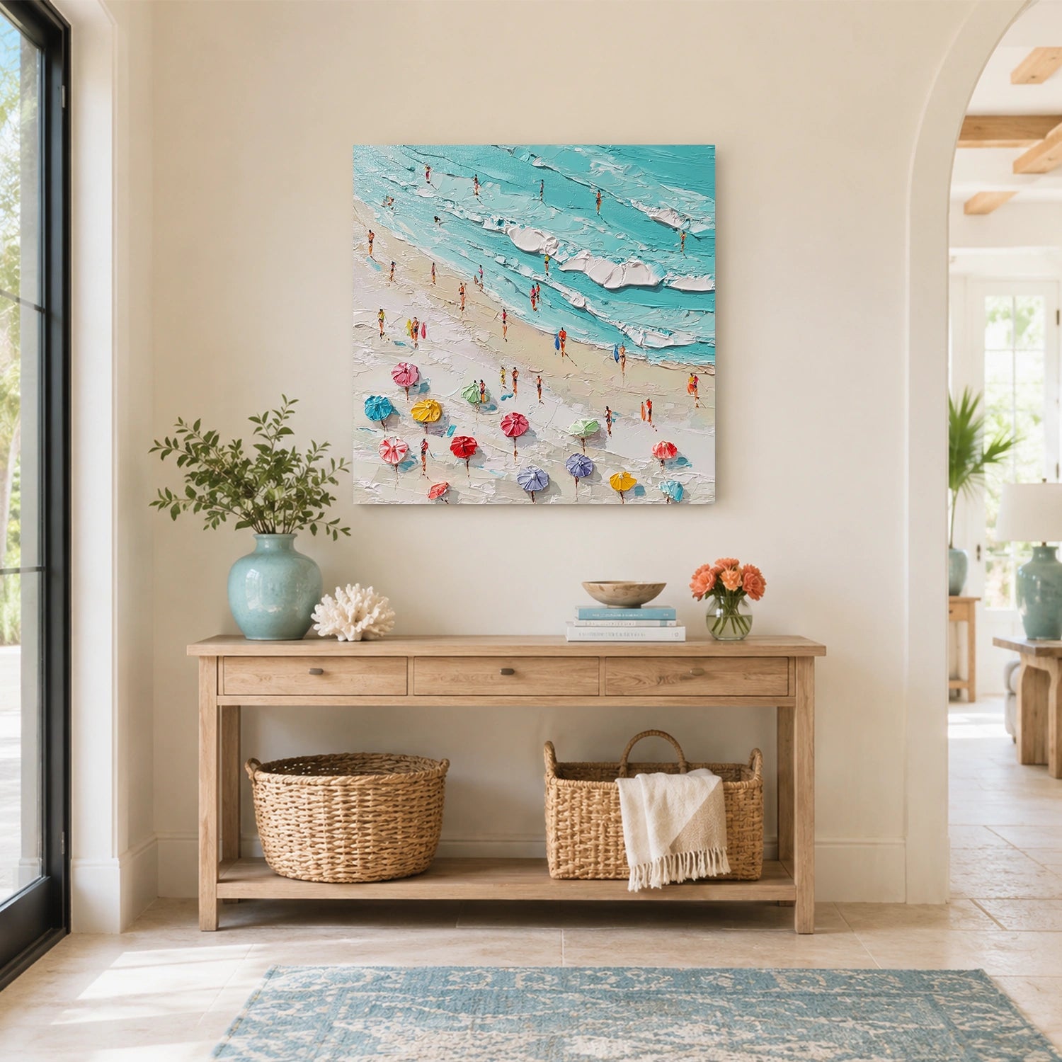 Ocean And Sky Abstract Texture Canvas Art #OS424