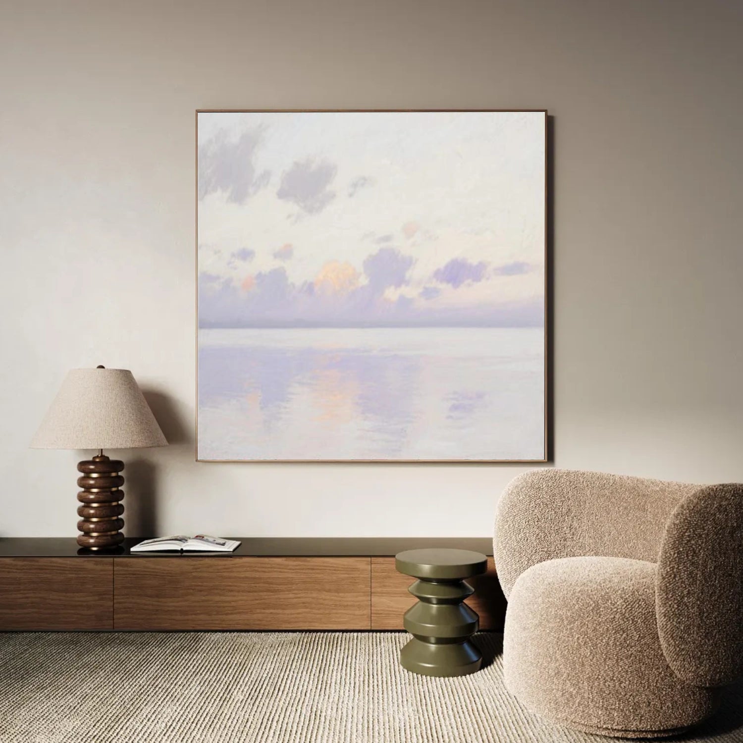 Ocean And Sky Abstract Canvas Art #OS359