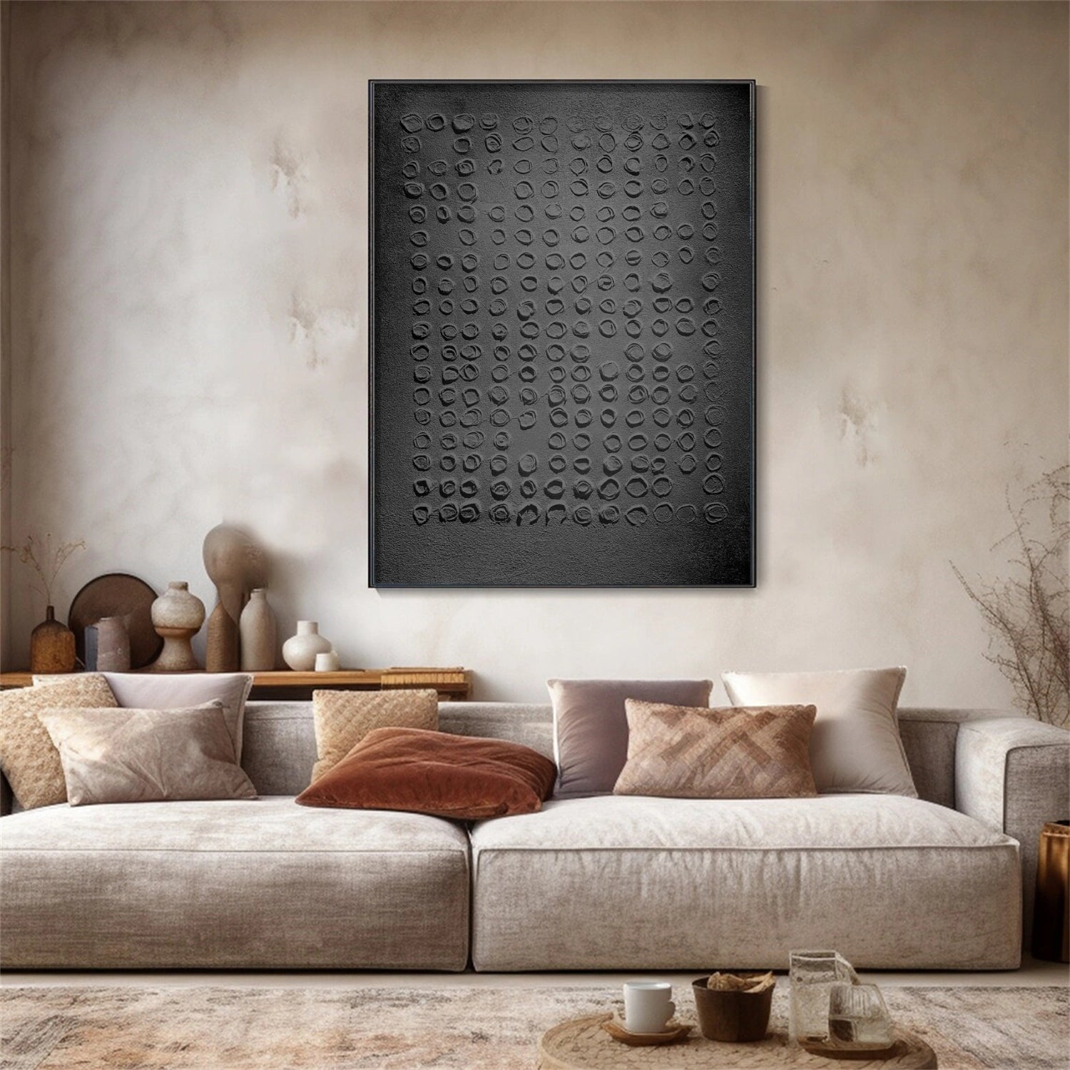 Black Minimalist Textured Painting #MZ145