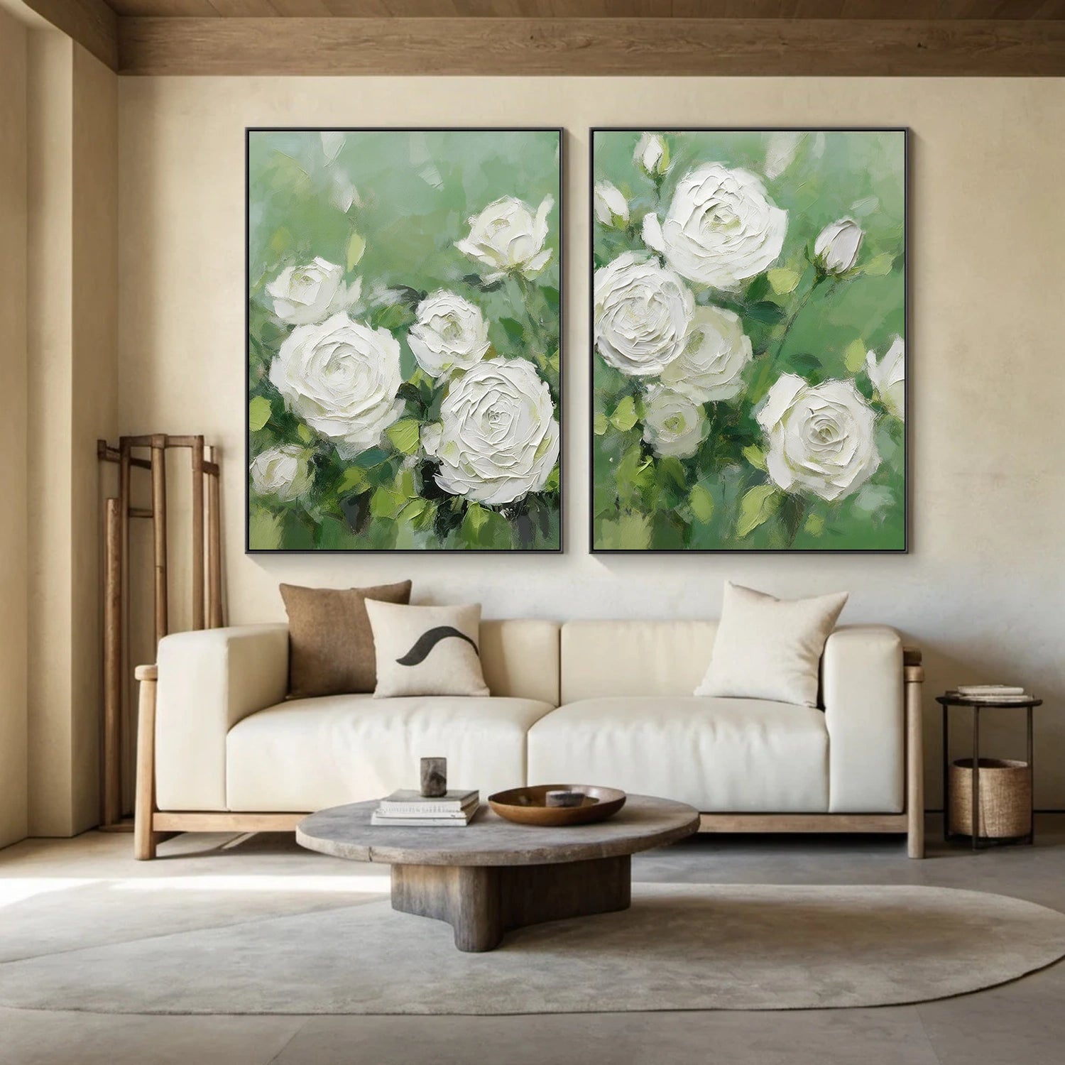 Flower & Tree Abstract Texture Canvas Art Set of 2 #FT 320