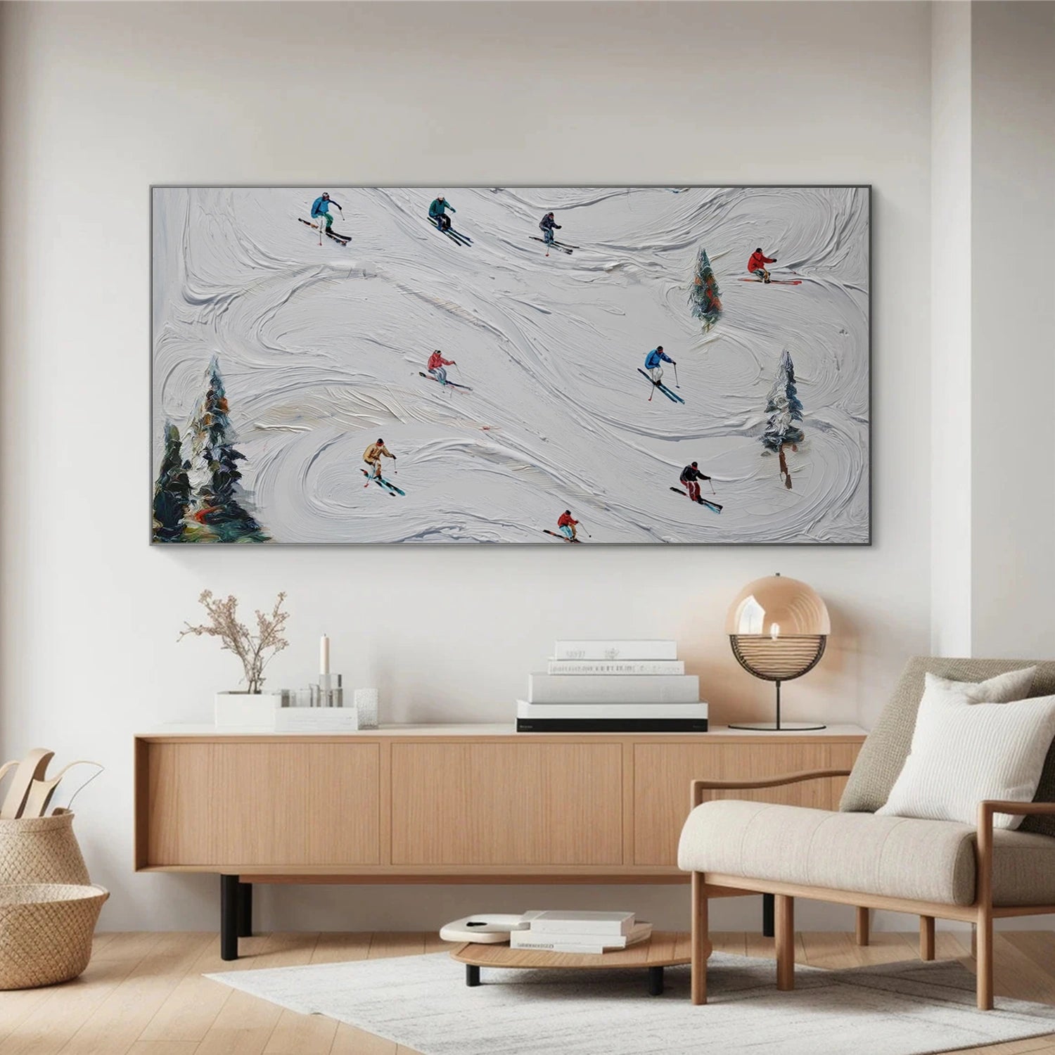 Skiing Sport Art Textured Painting Canvas # SA065