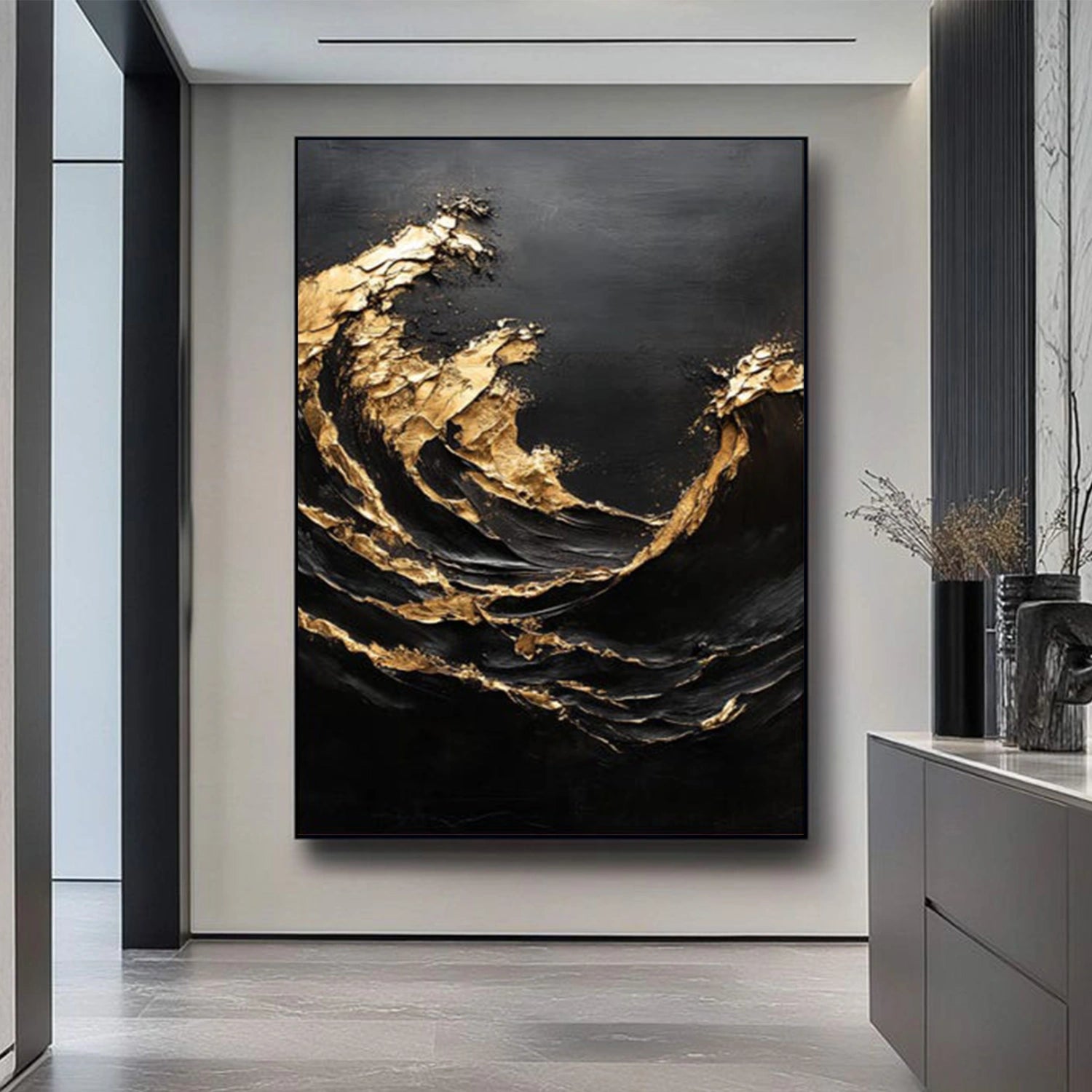 Ocean And Sky Abstract Textured Canvas Art #OS362