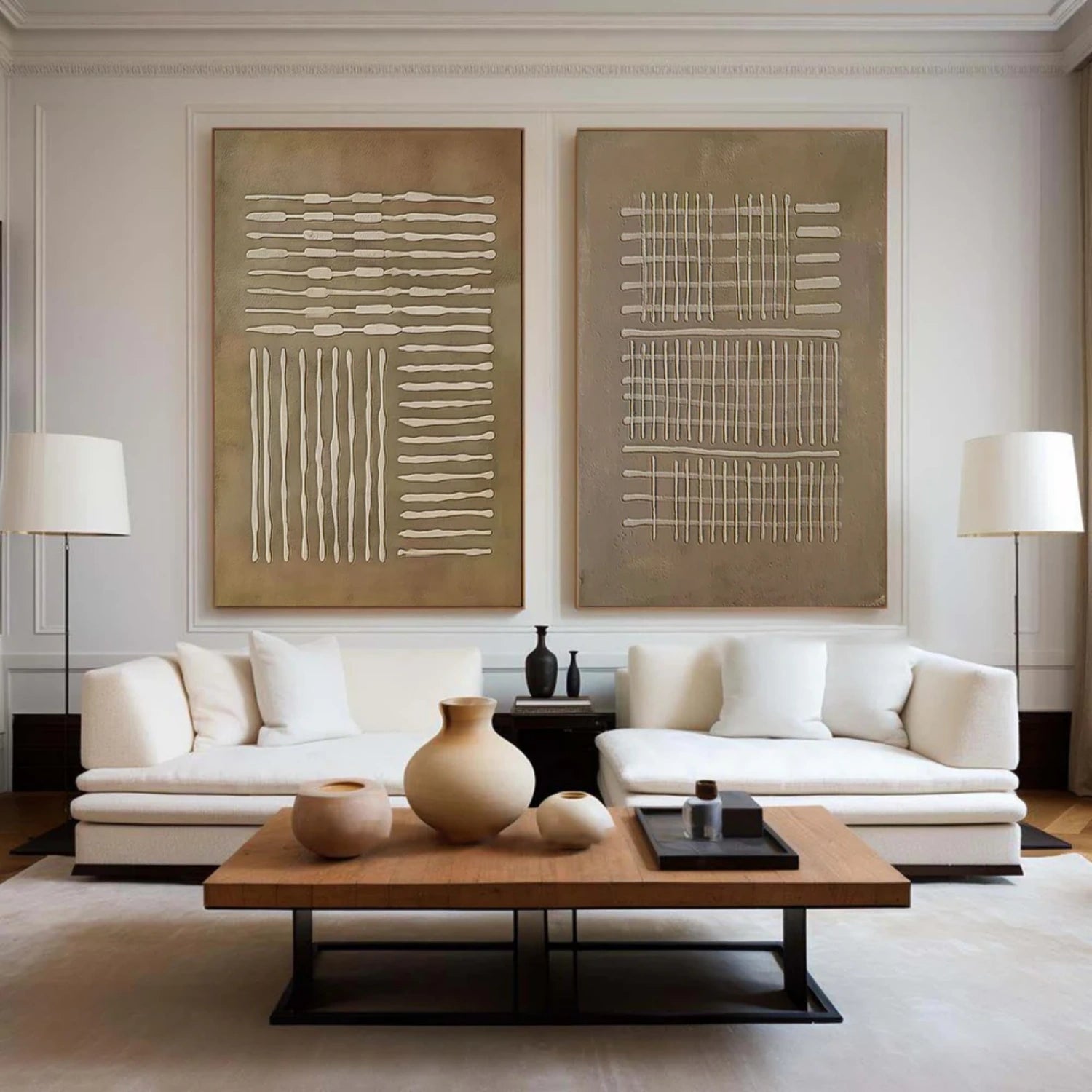 Beige & Brown Abstract Set of 2 #BB154