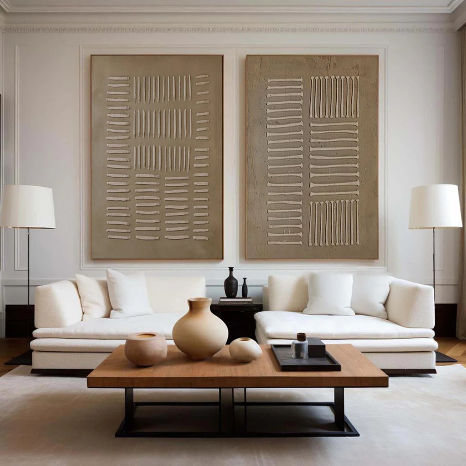 Beige & Brown Abstract Set of 2 #BB153