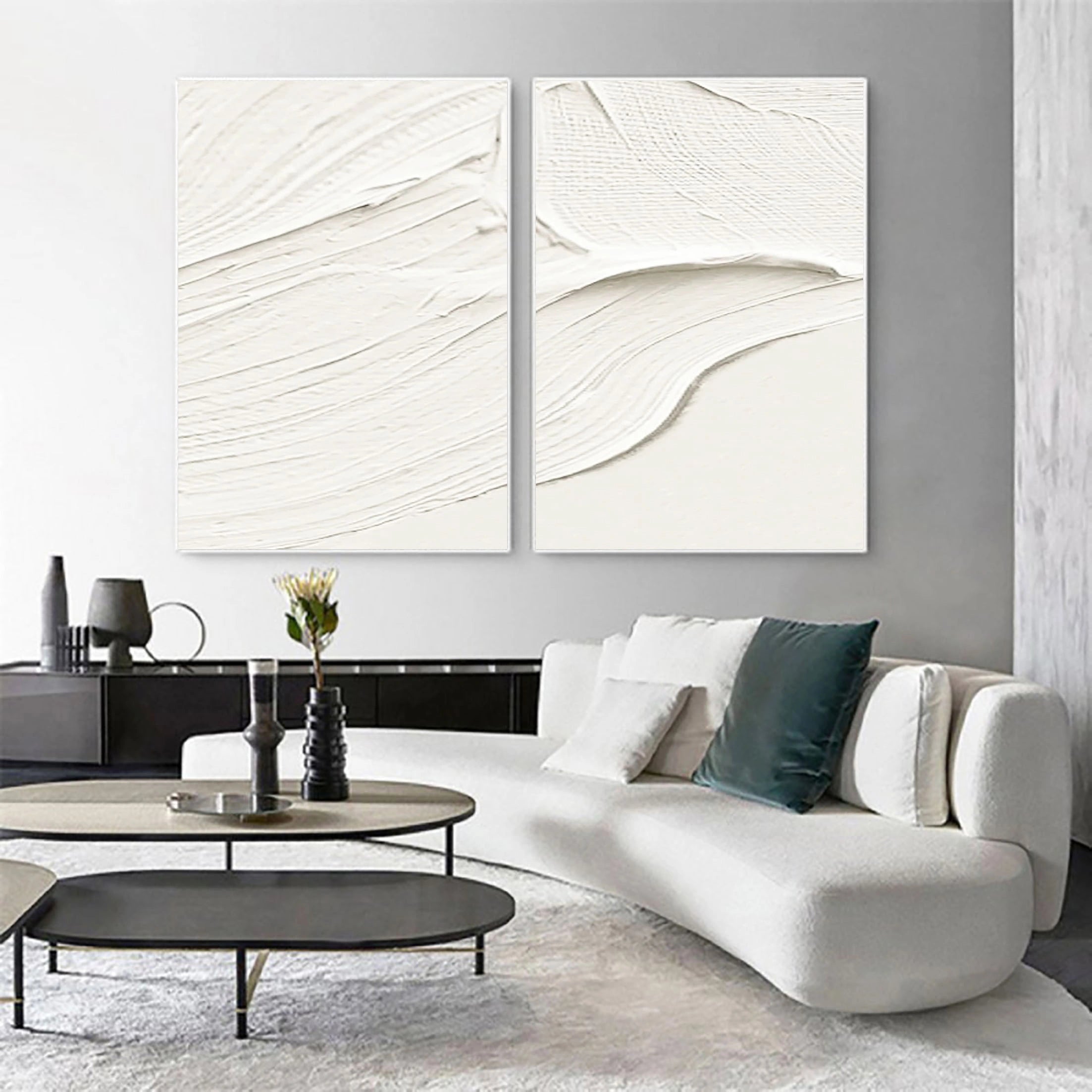 Plaster Art Minimalist Textured Paintings Set of 2 #MM053