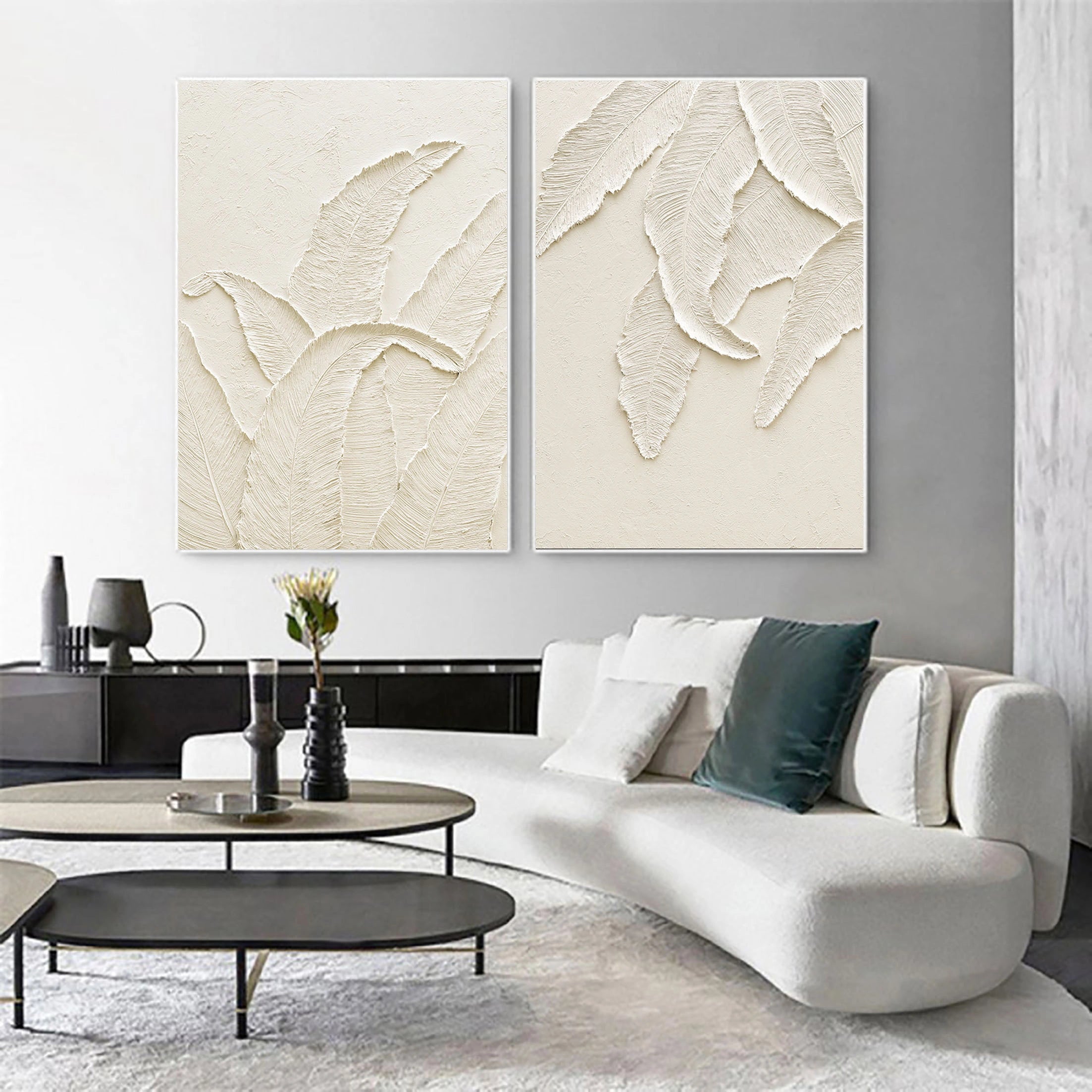 Plaster Art Minimalist Textured Paintings Set of 2 #MM059