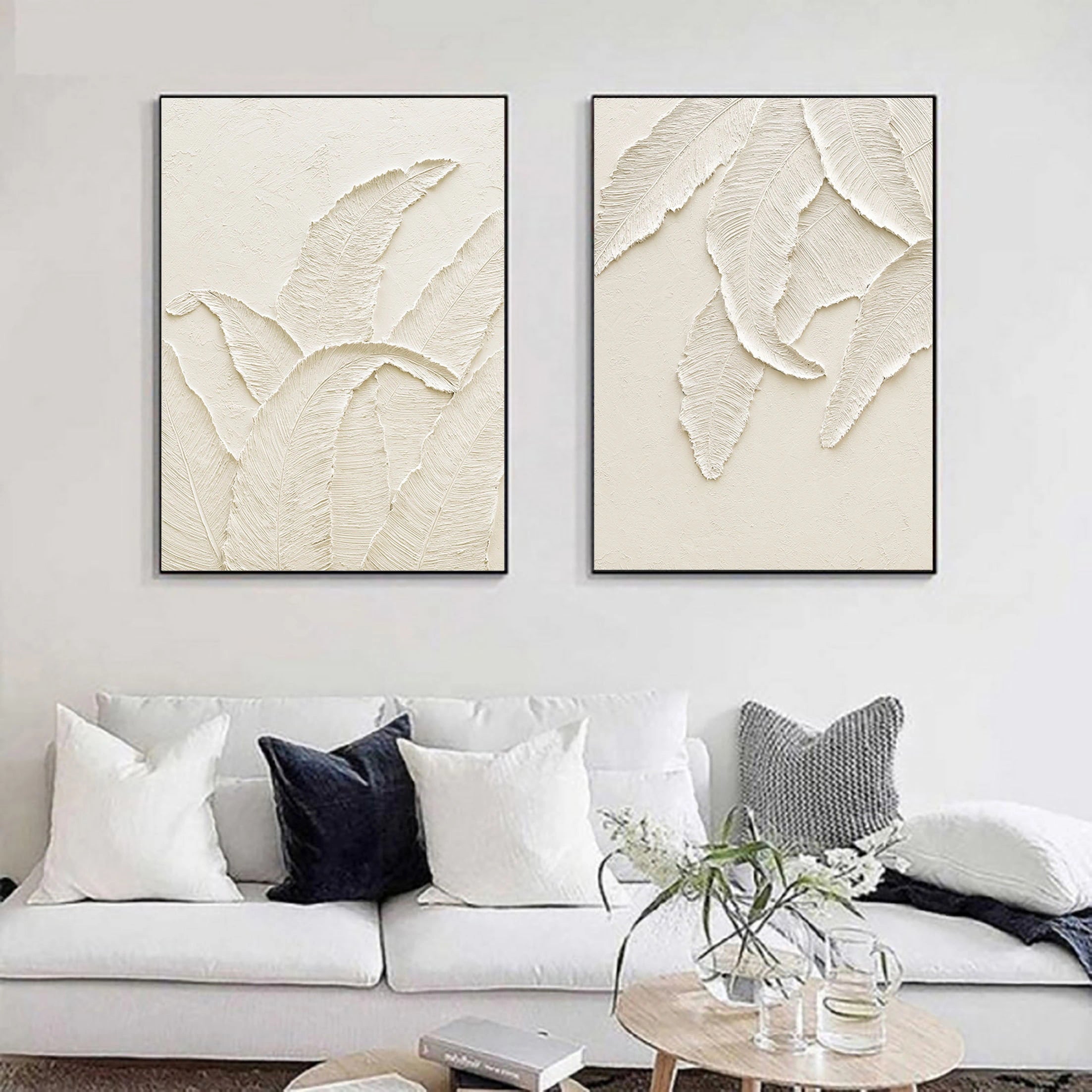 Plaster Art Minimalist Textured Paintings Set of 2 #MM059