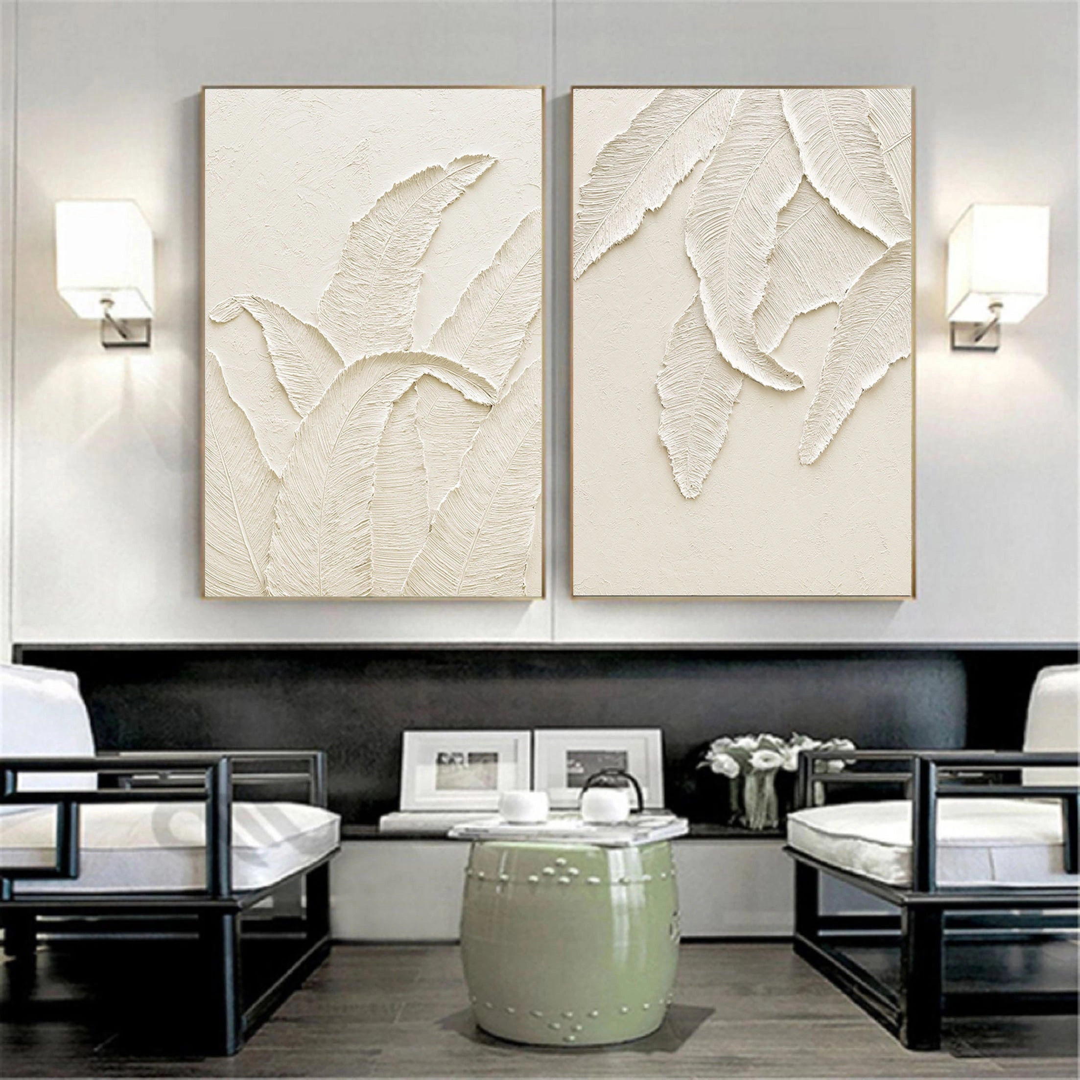 Plaster Art Minimalist Textured Paintings Set of 2 #MM059
