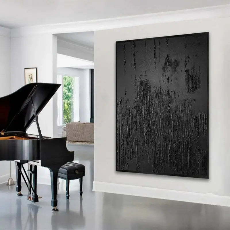 Black Minimalist Textured Wall Art #MZ010