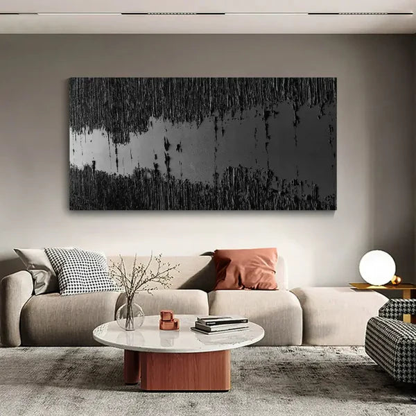 Black Minimalist Textured Painting #MZ014