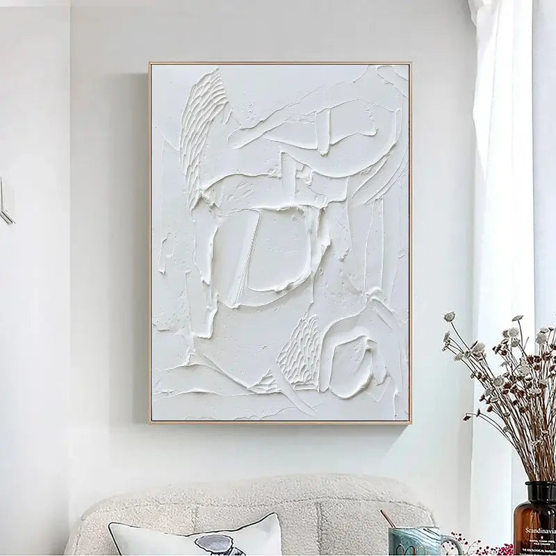 White Minimalist Textured Painting Canvas #MM010