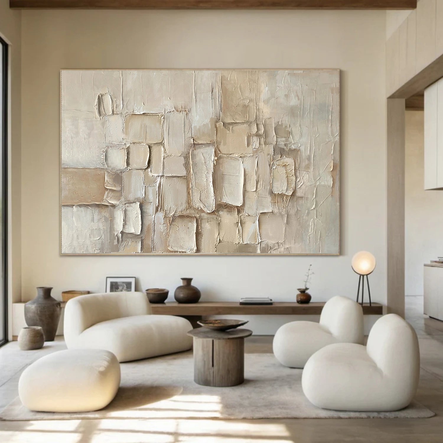 Beige Abstract Textured Wall Art #AB 571