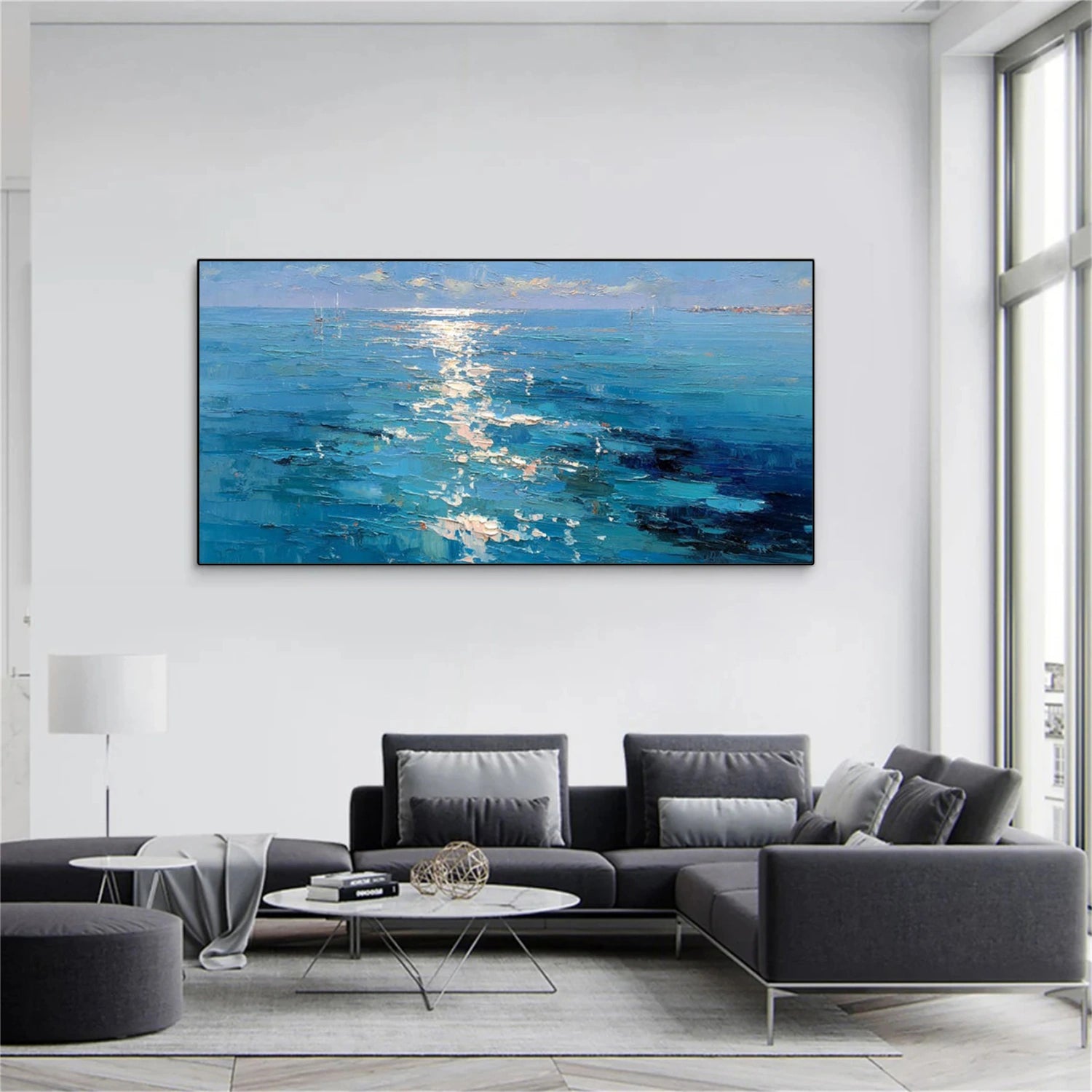 Ocean And Sky Abstract Texture Canvas Art #OS383