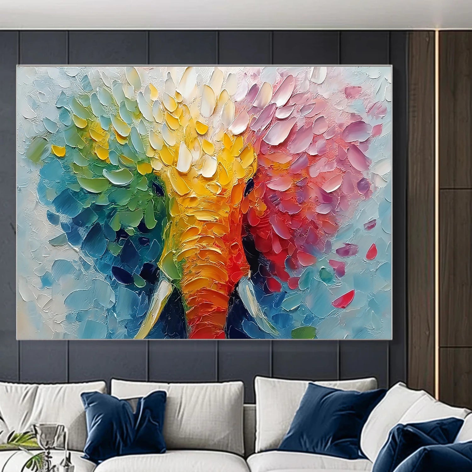 Colorful Abstract Animal Textured Canvas Art #AP184