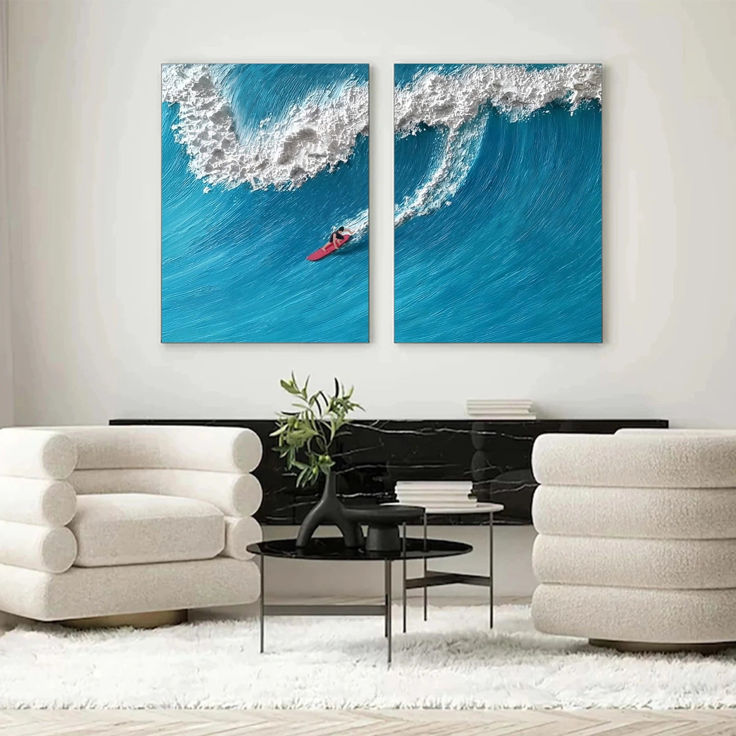 Surfing Sport Texture Set of 2 Canvas Painting #SA027