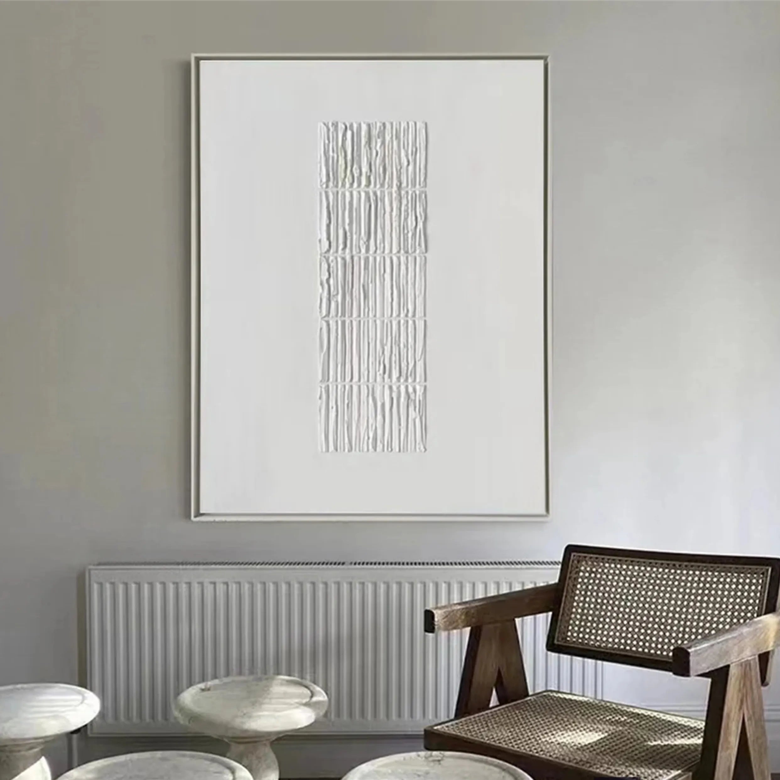 White Minimalist Textured Painting Canvas #MM208