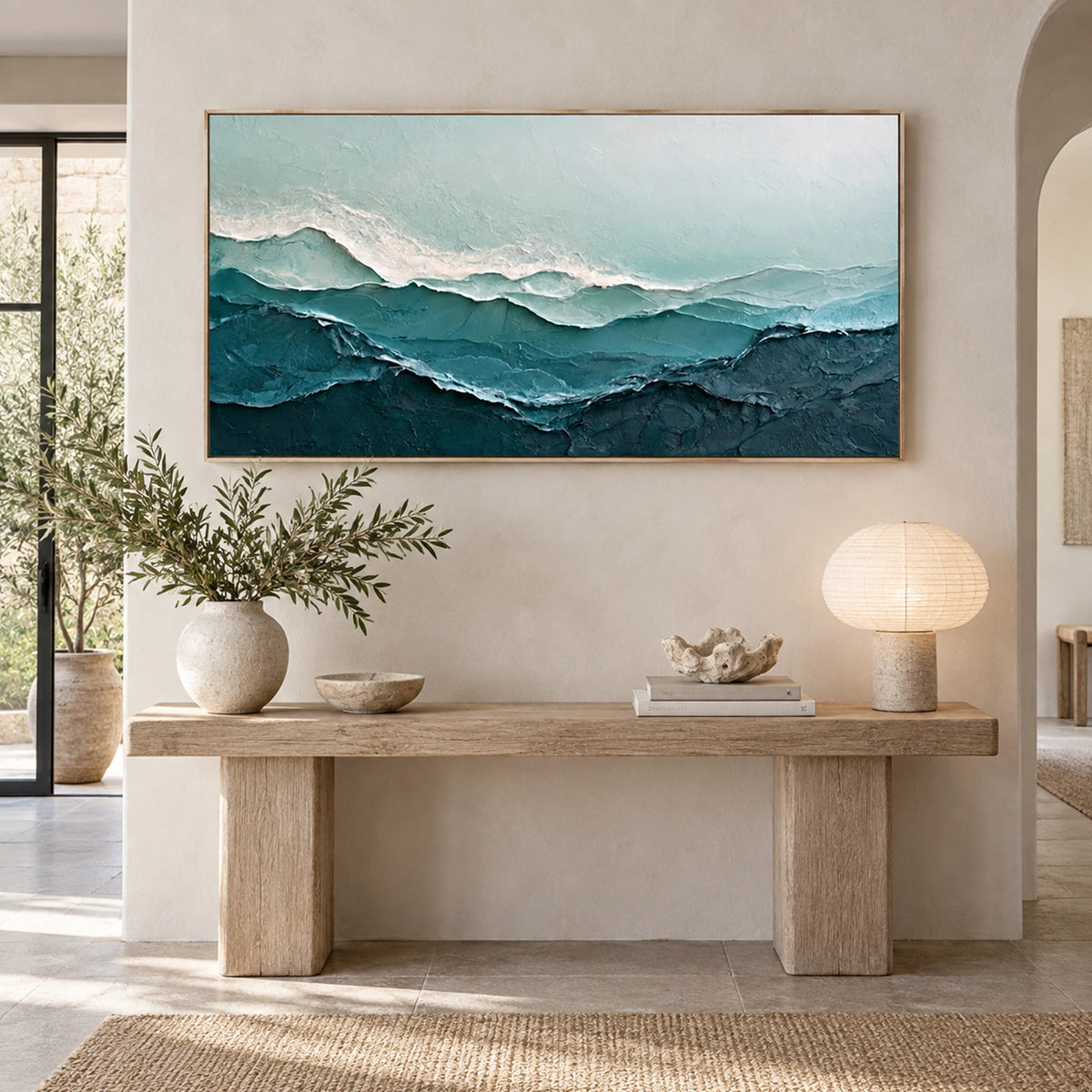 Ocean And Sky Abstract Canvas Art #OS475
