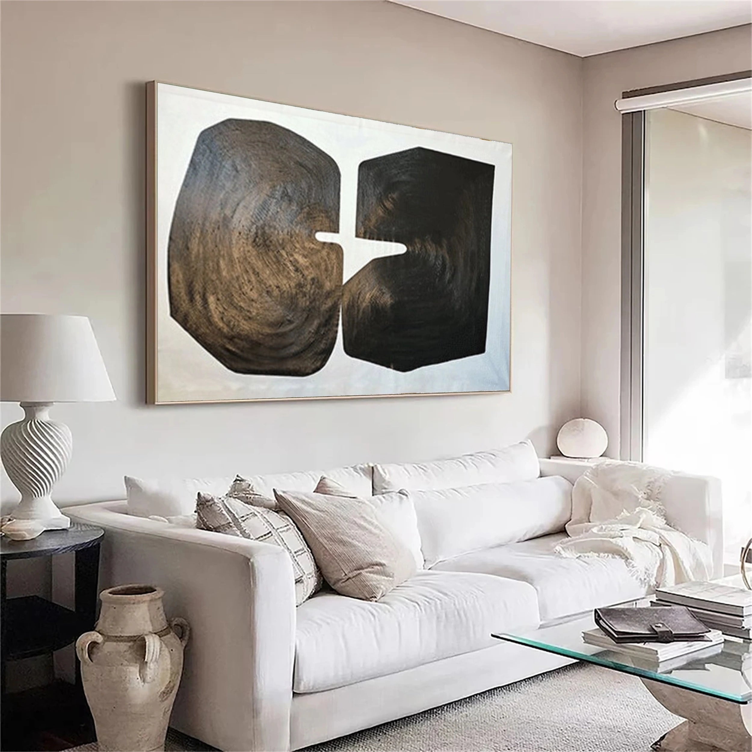 Black White Textured Minimalist Wall Art #MZ077